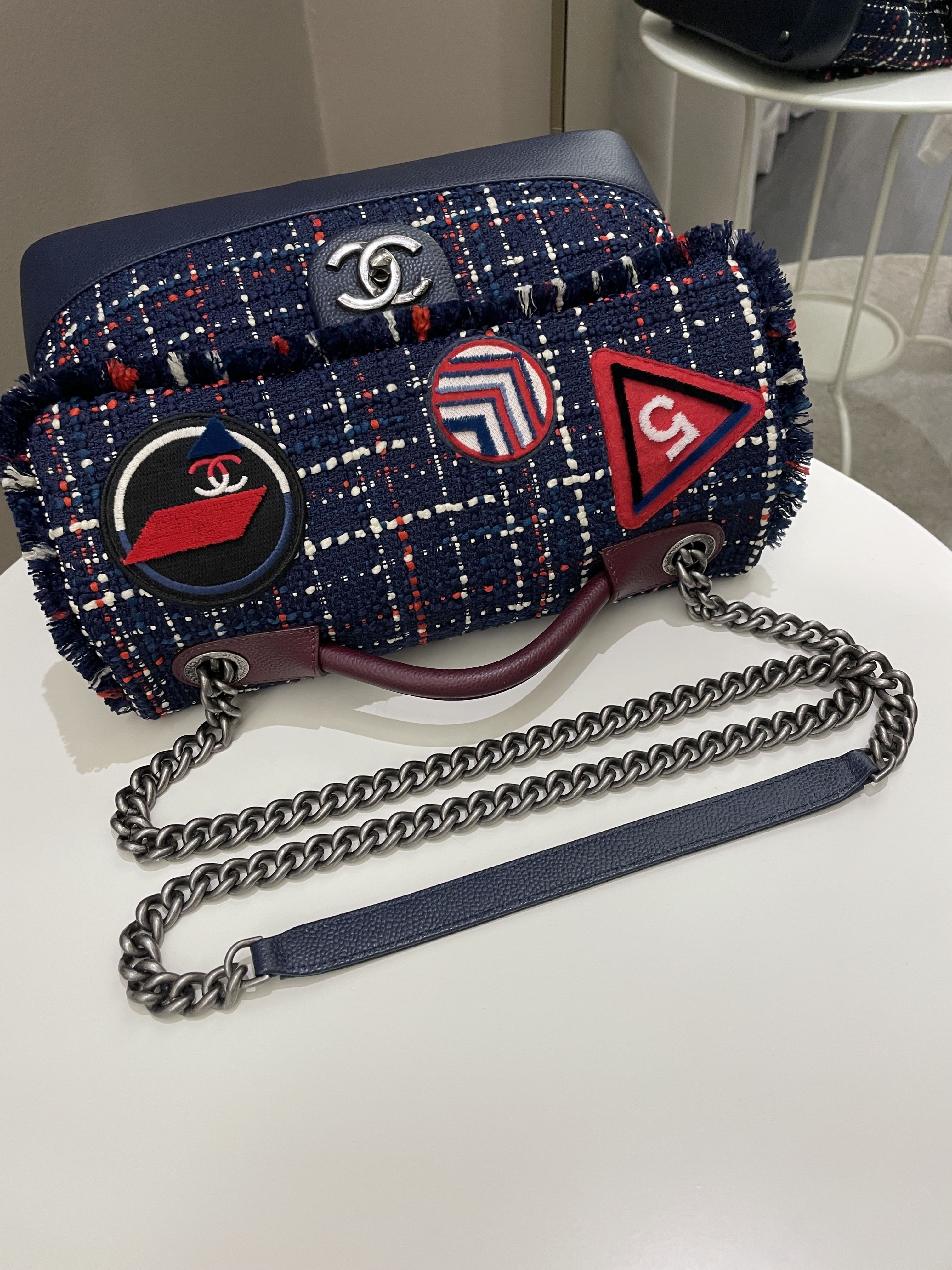 Chanel Airline Tweed Flap Bag Multicolor Tweed