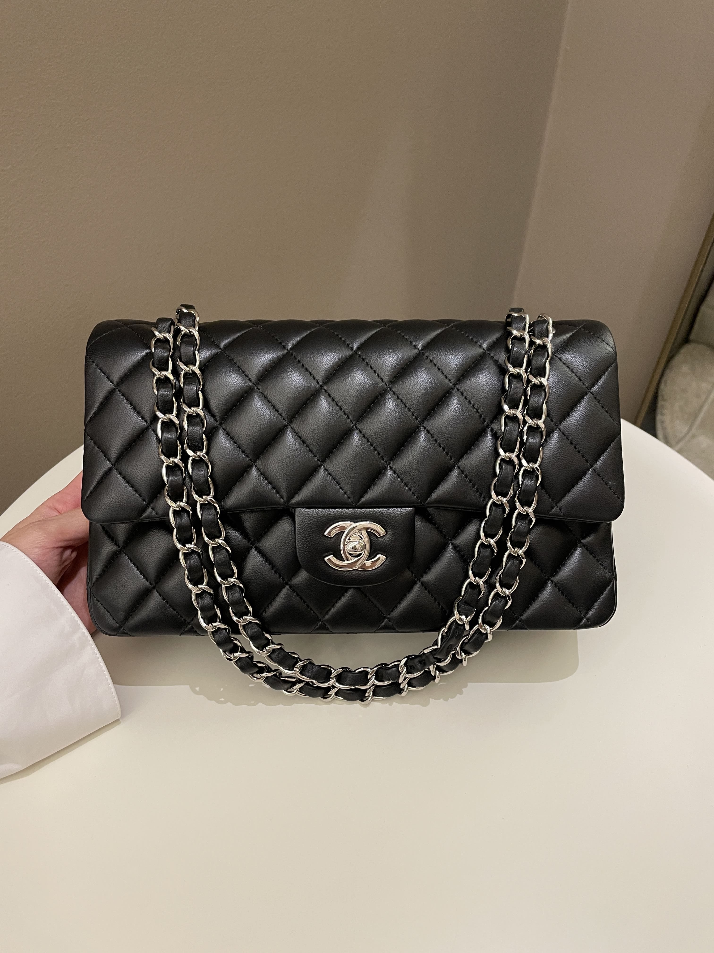 Chanel Vintage Classic Double Flap Bag Quilted Caviar Medium Auction