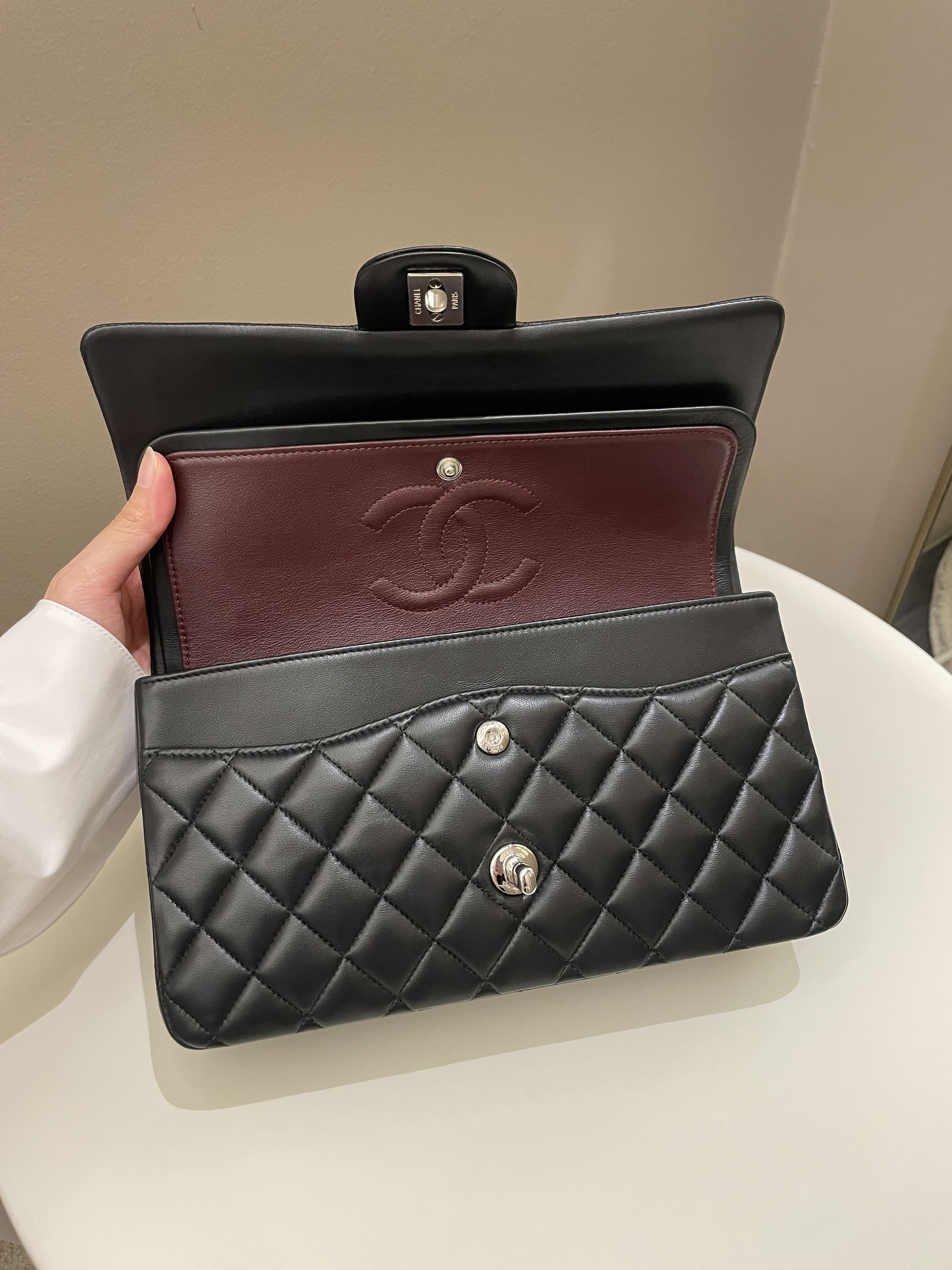 Chanel Classic Quilted Medium Double Flap Black Lambskin