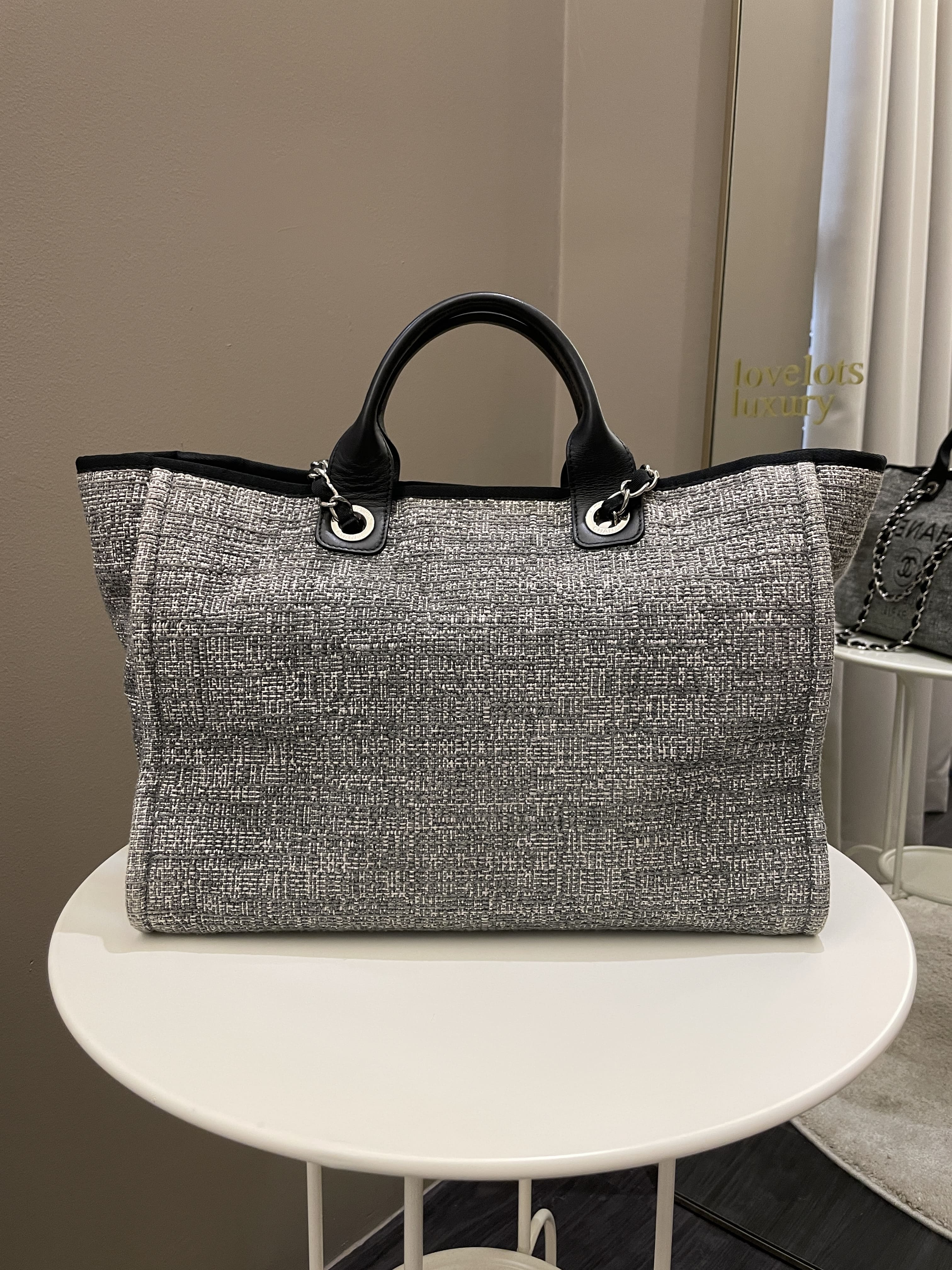 Chanel Deauville Shopper Tote Grey/ Black Canvas – ＬＯＶＥＬＯＴＳＬＵＸＵＲＹ