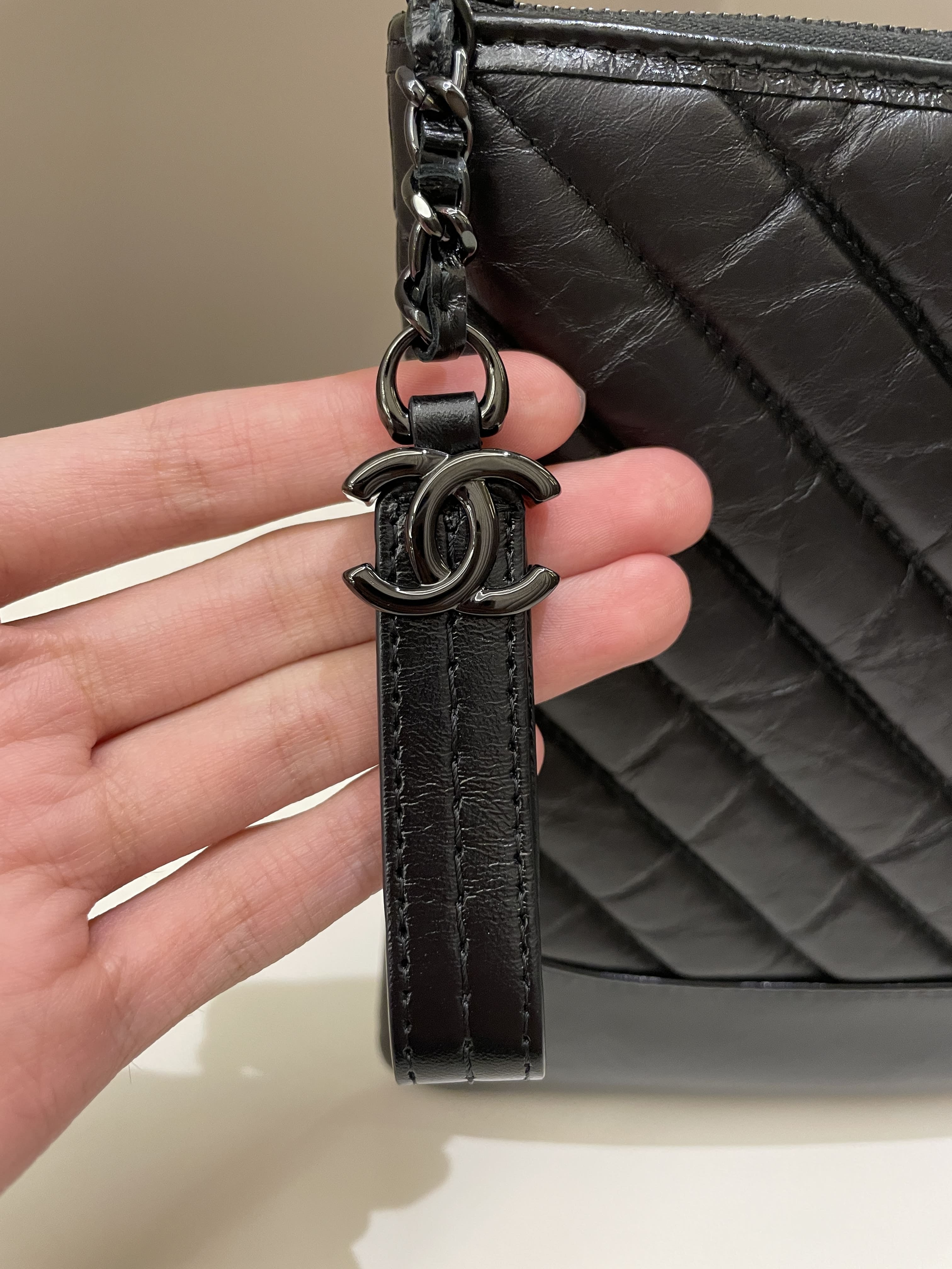 Chanel SO Black Quilted Caviar Boy Wallet On Chain (WOC)