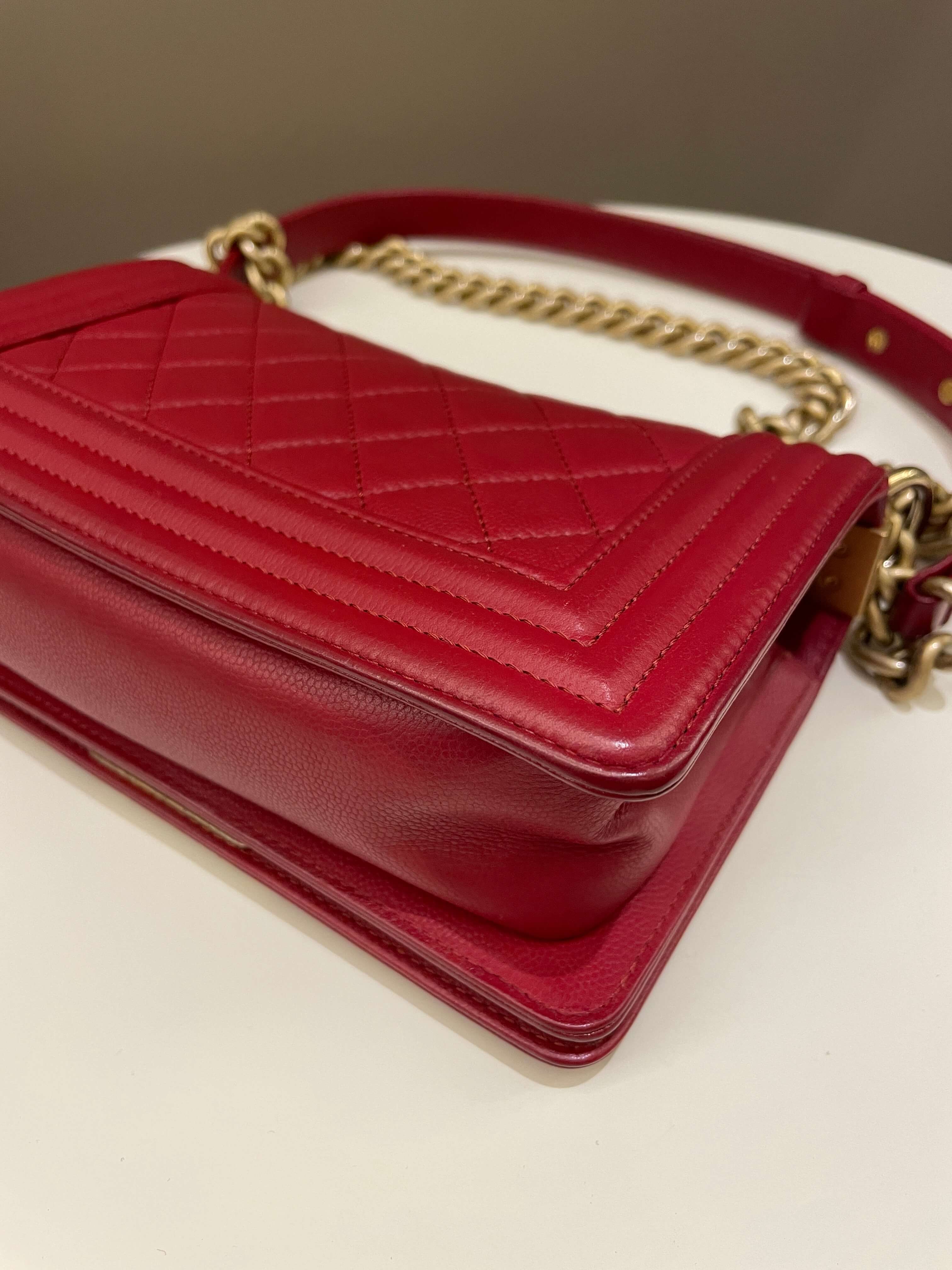 Chanel Quilted Small Boy Red Caviar