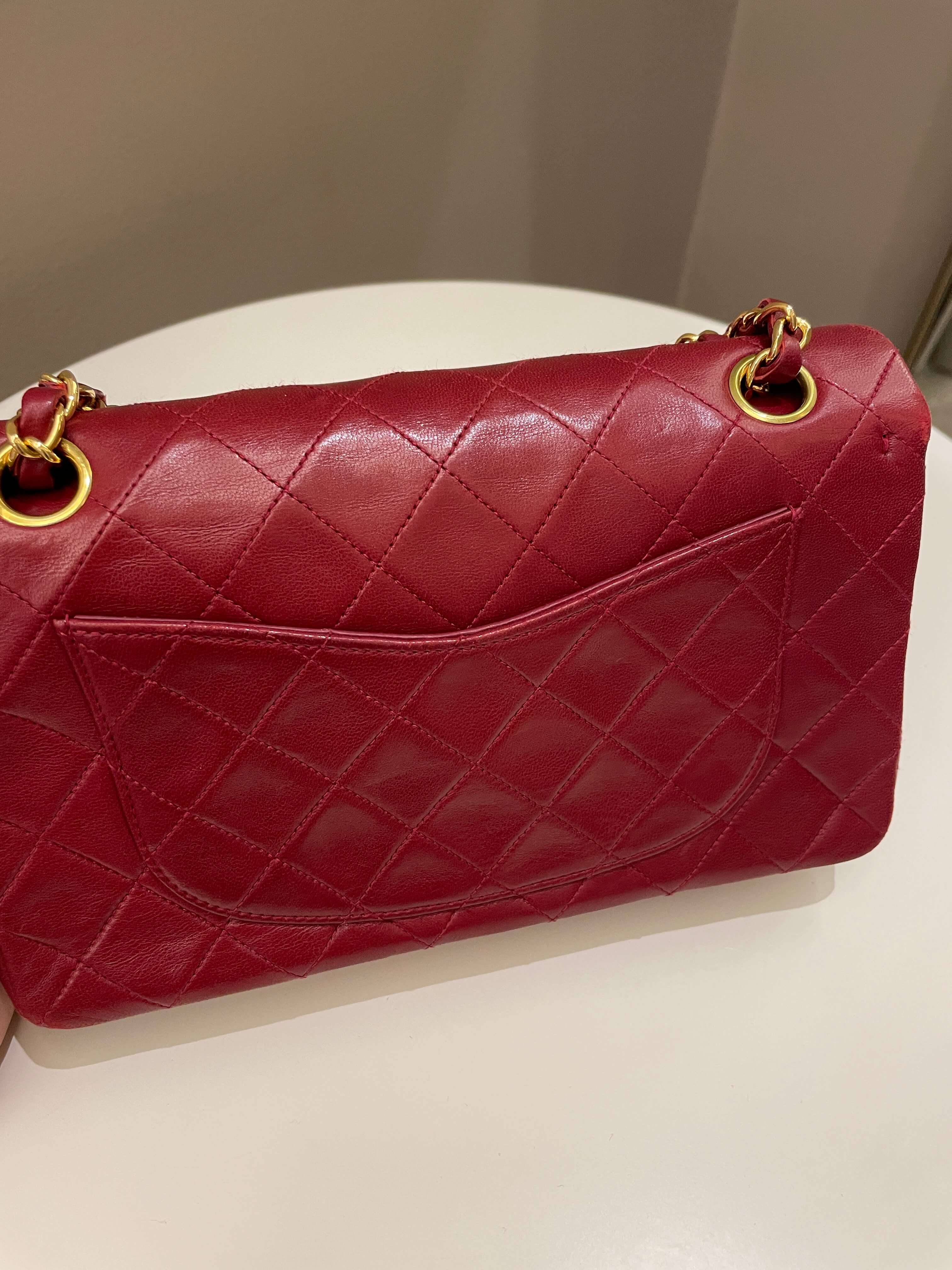 Chanel Vintage Classic Small Double Flap Red Lambskin