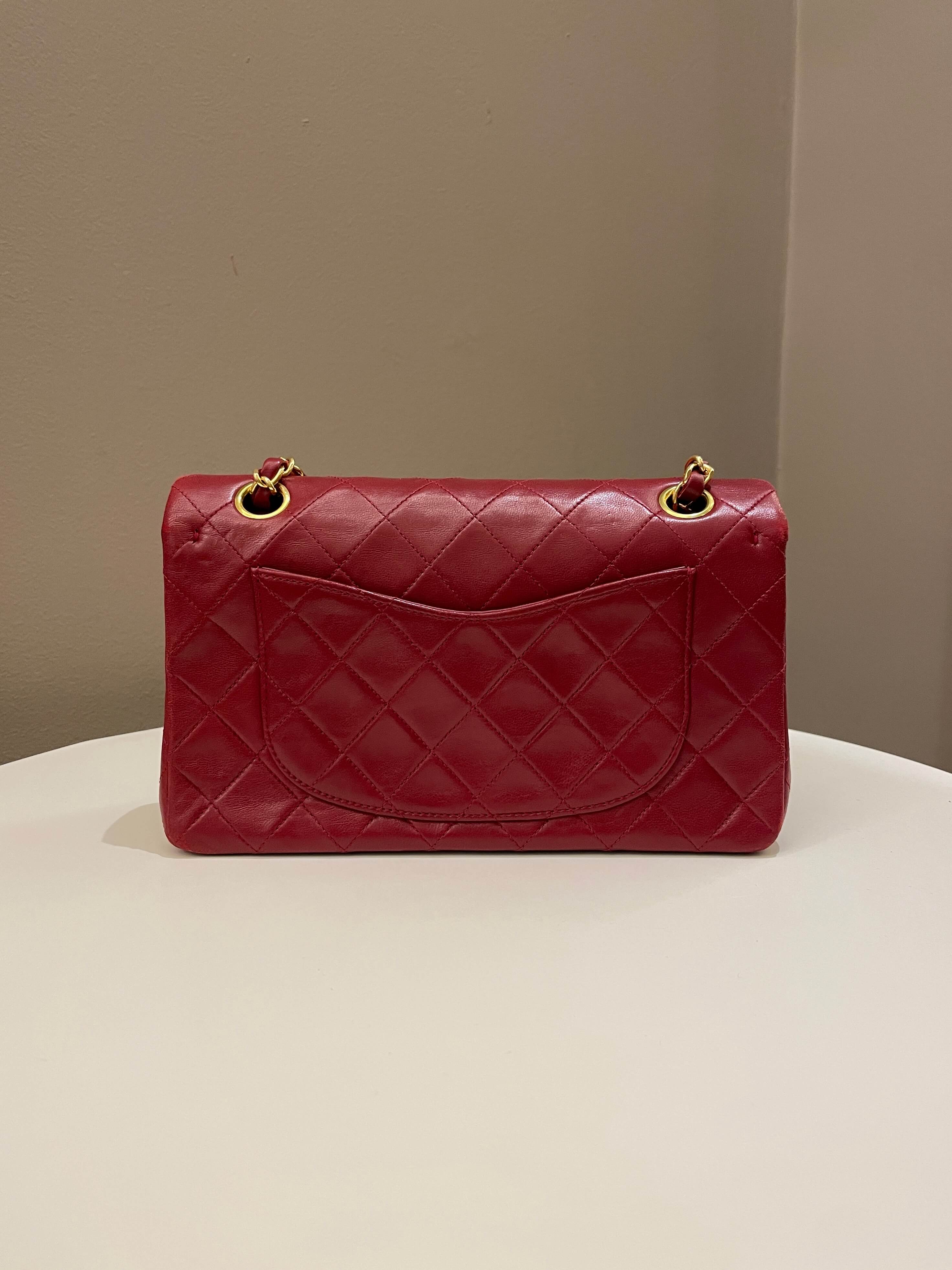Chanel Vintage Classic Small Double Flap Red Lambskin