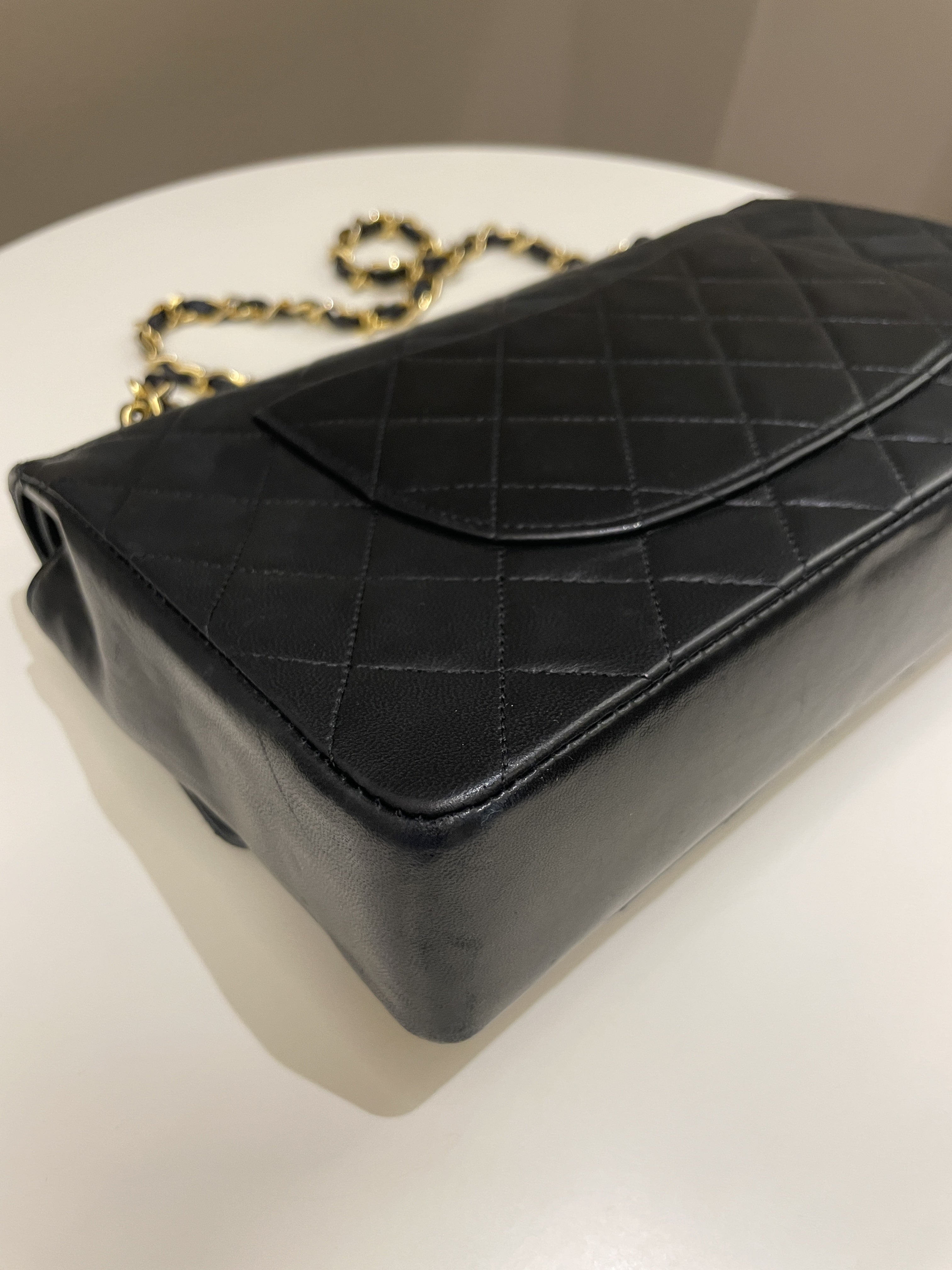Chanel Vintage Classic Quilted Medium Double Flap Black Lambskin
