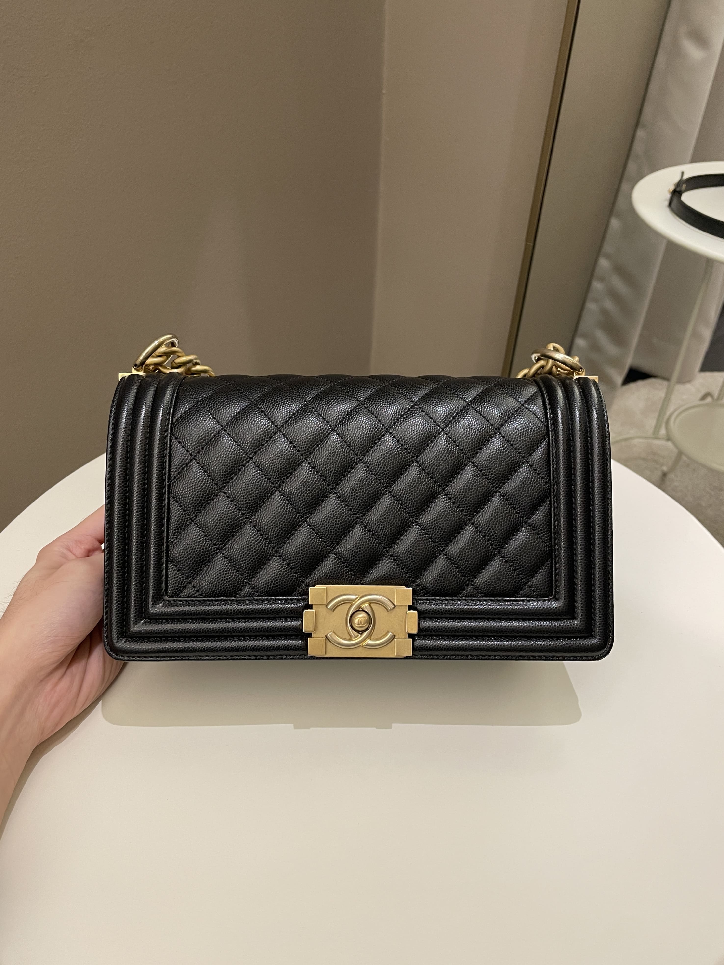 Chanel Timeless Classic 2.55 Jumbo Flap Bag in Black Caviar with