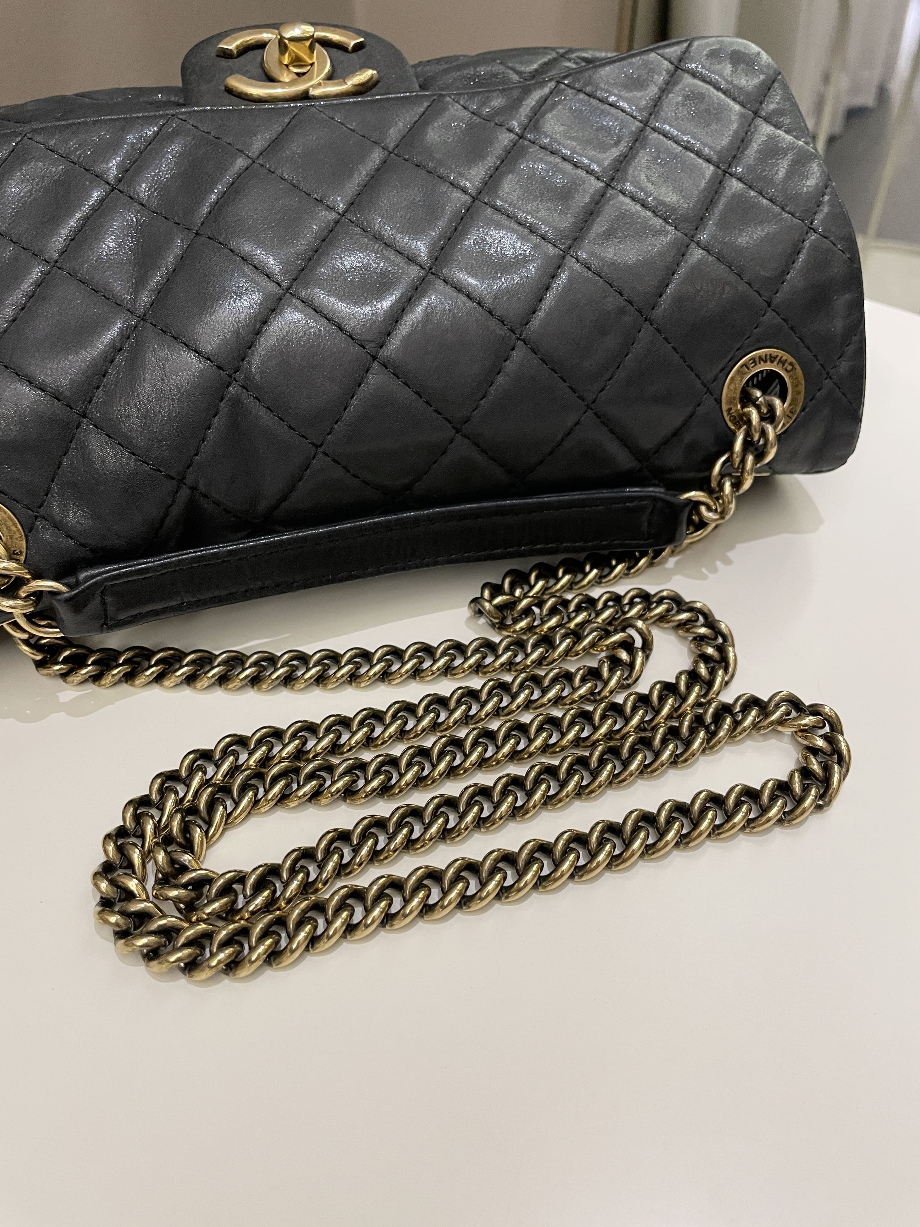 Chanel Shiva Easy Flap Black Iridescent Leather