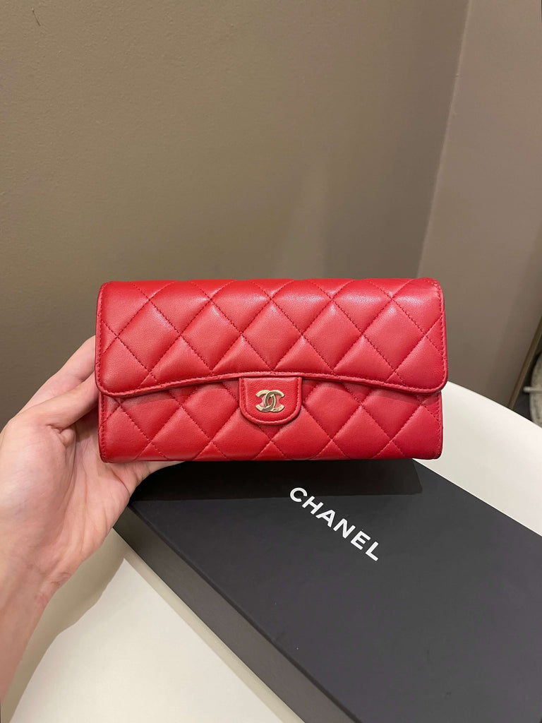 Chanel Classic Long Flap Wallet Perforated Lambskin Leather – l