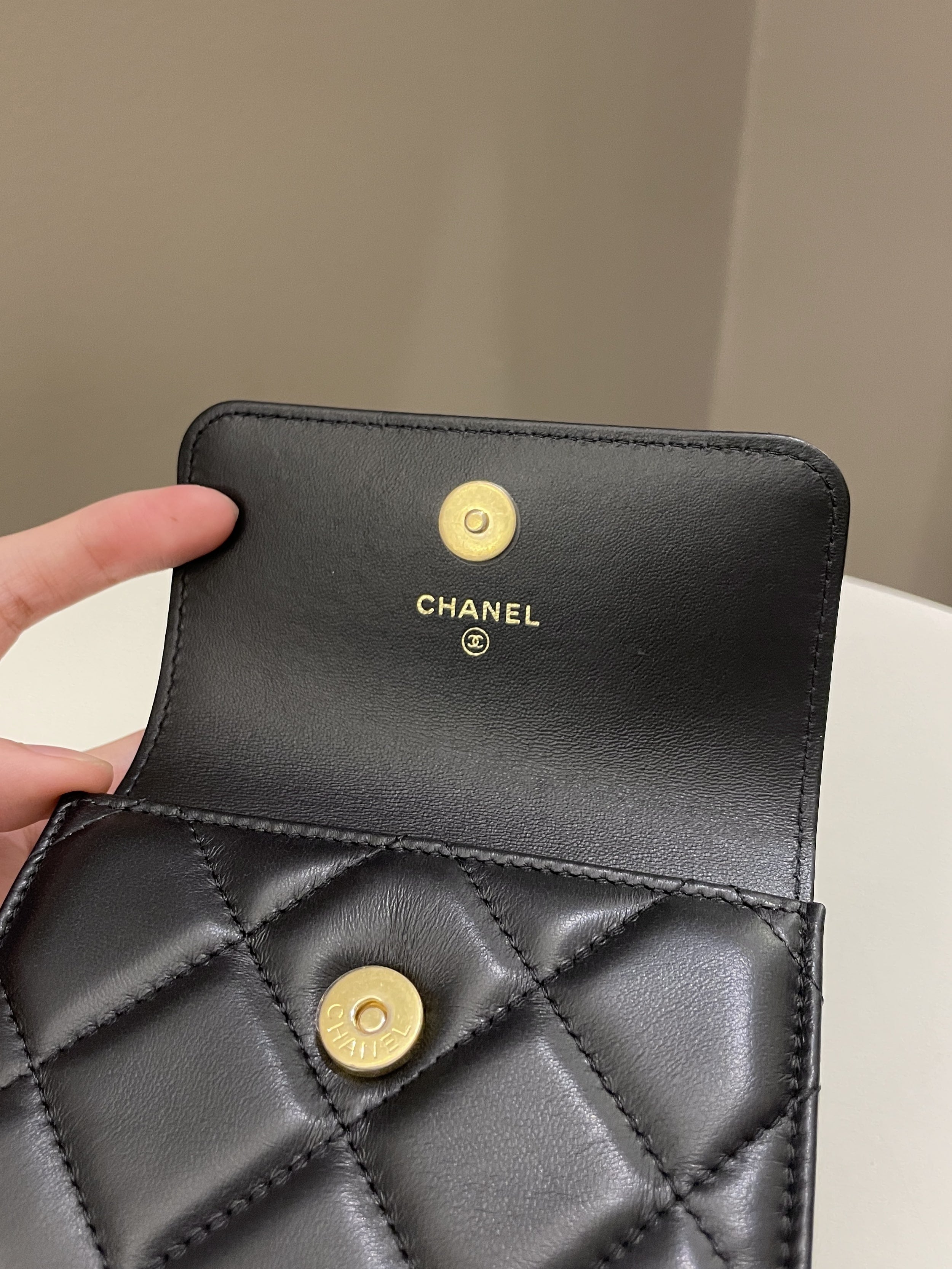 Chanel 22P Pending Belt Clutch Chain Black Lambskin