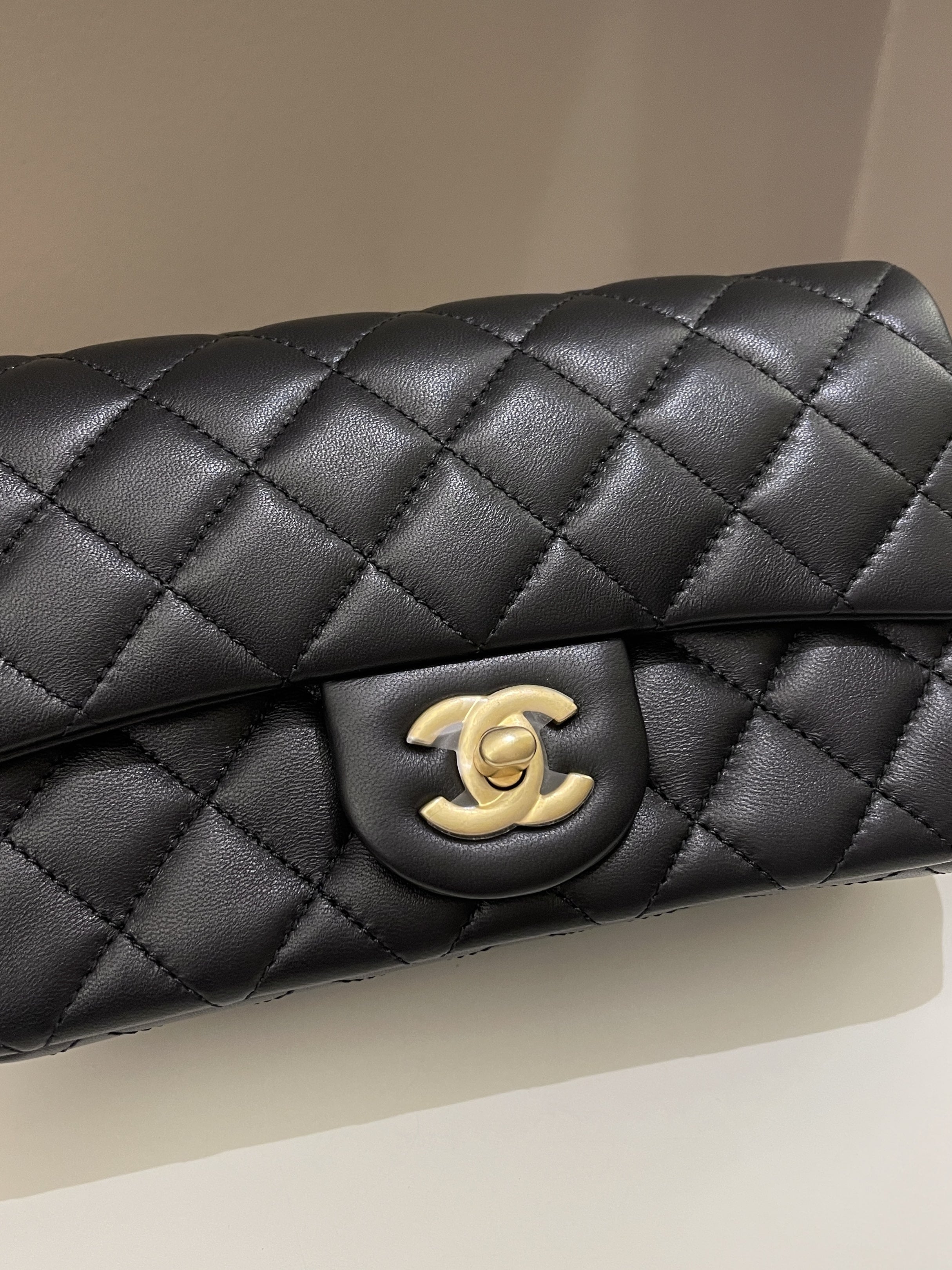 Chanel 23S Camilla Crush Quilted Mini Rectangular Black Stiff Lambskin