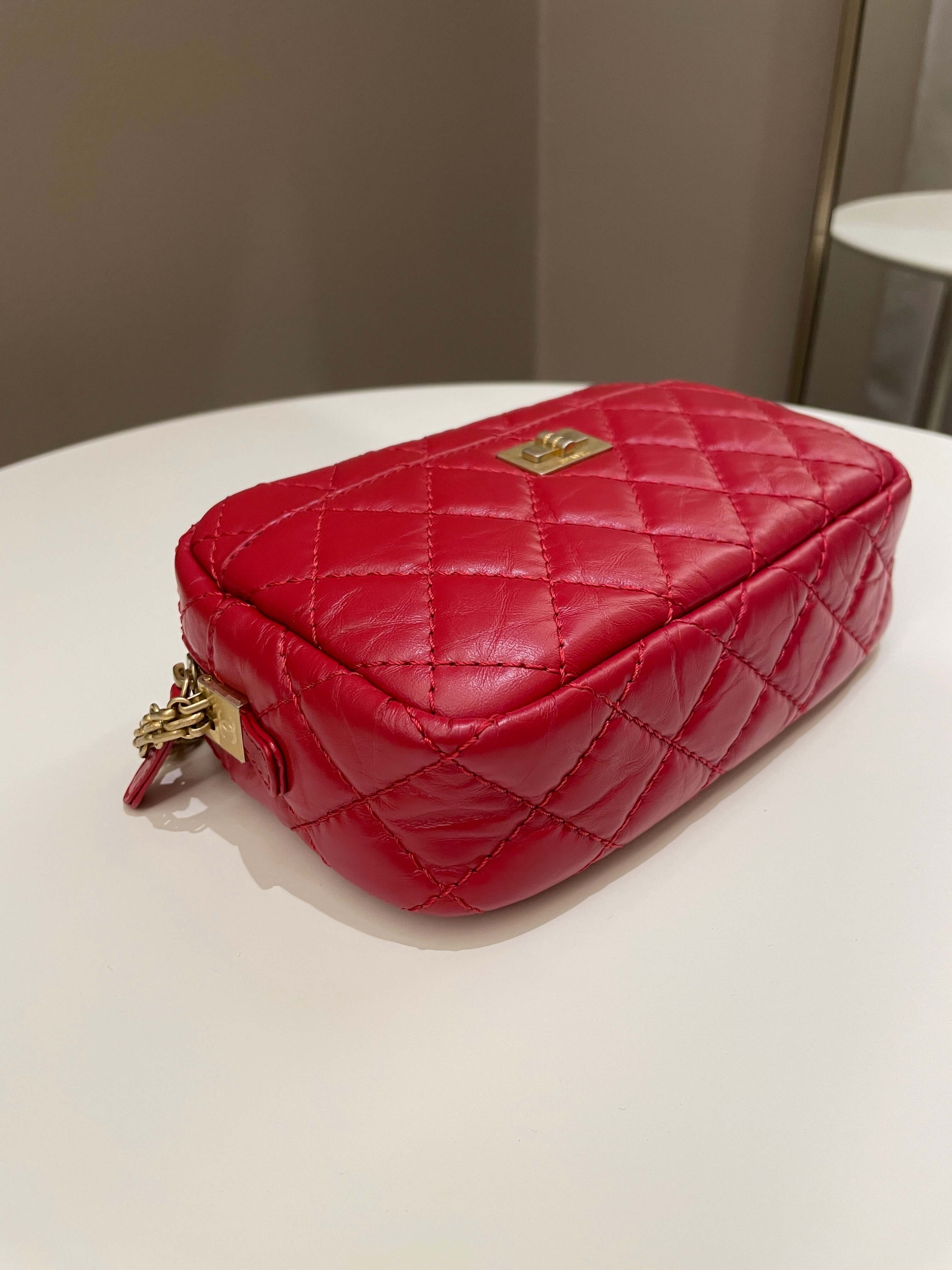 Chanel Quilted 2.55 Reissue Camera Bag Red Aged Calfskin