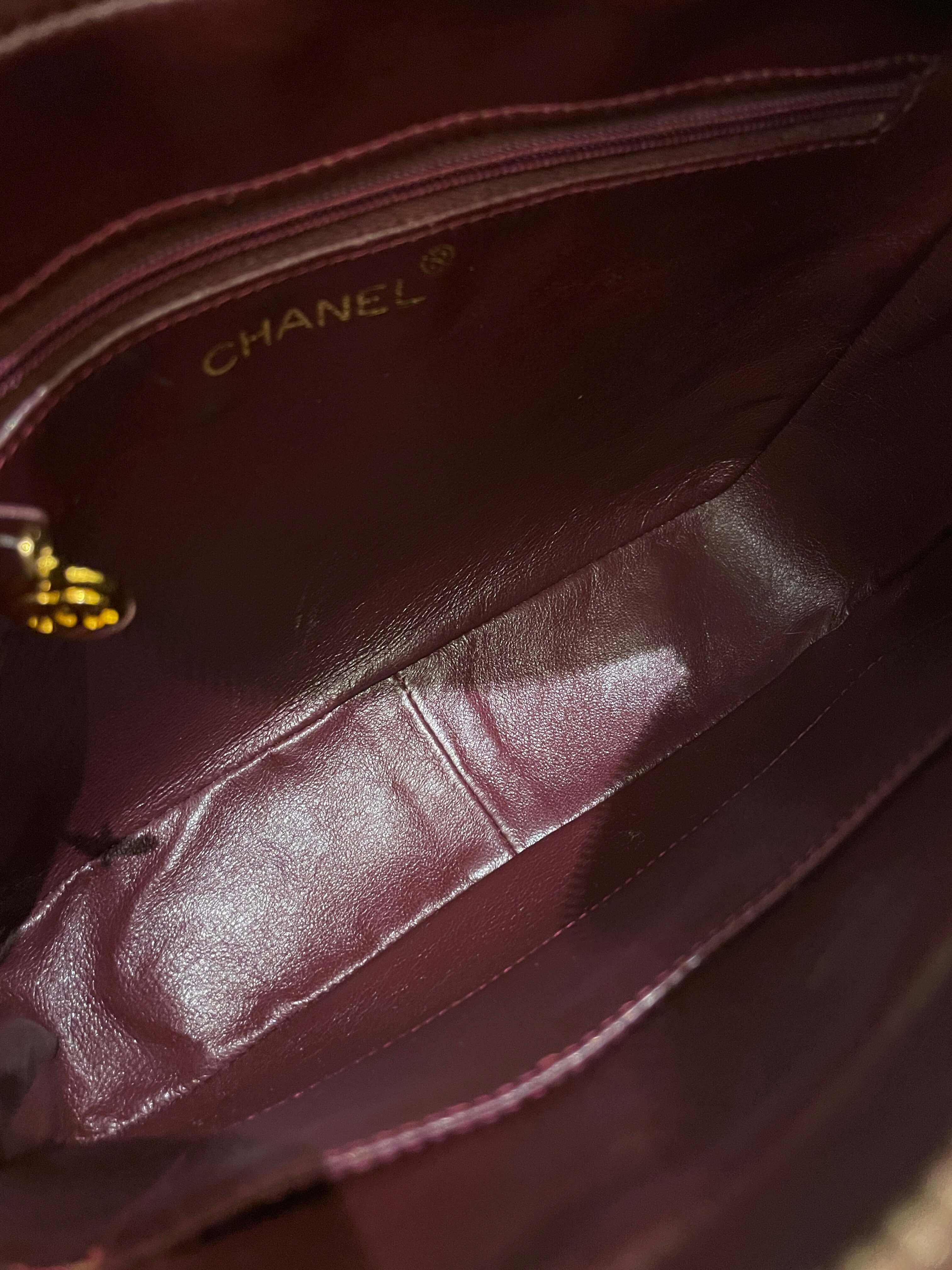 Chanel Vintage Camera Bag Tassle Burgundy Caviar