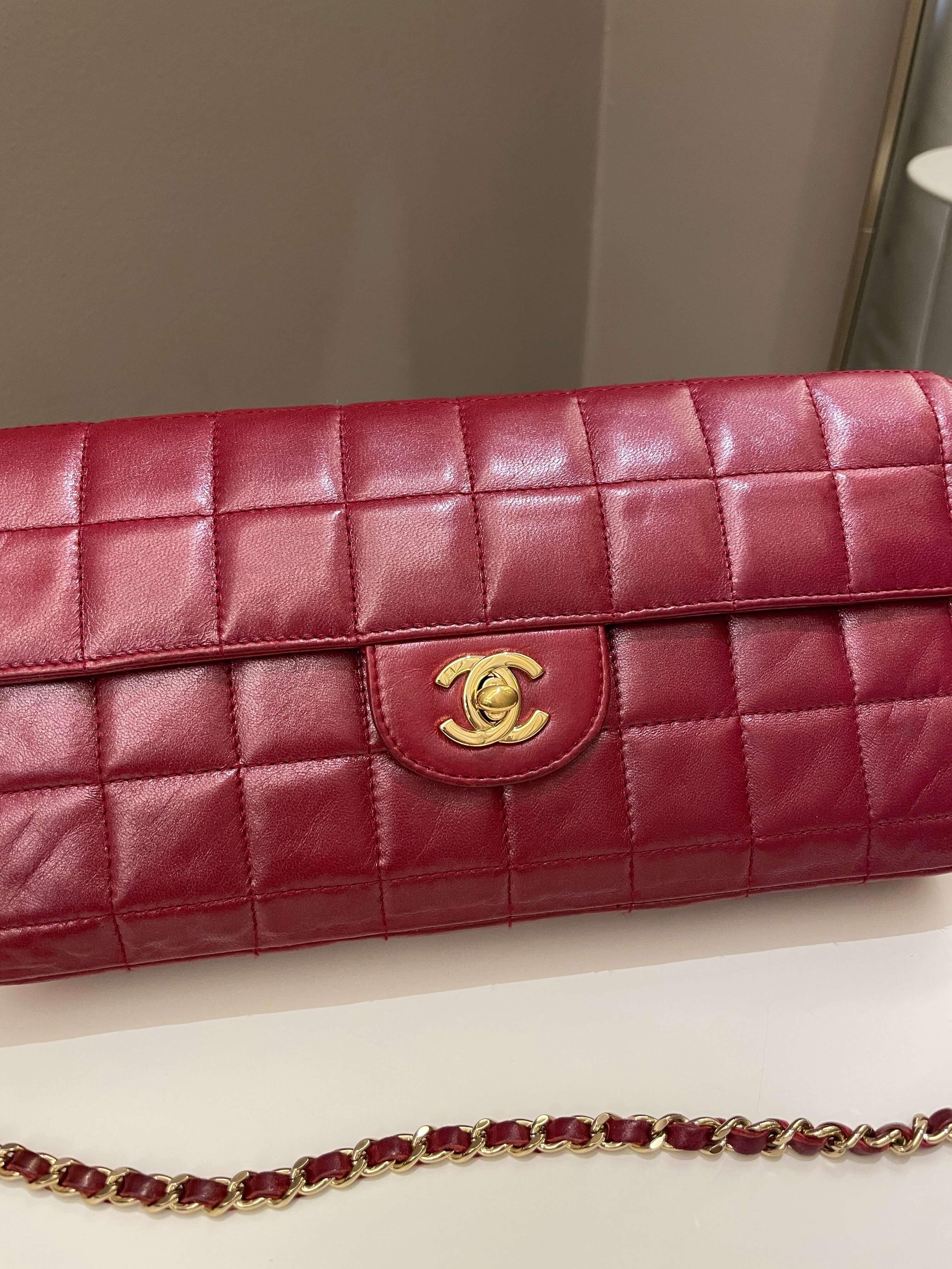 Chanel  Pink East West Chocolate Bar Flap Bag
