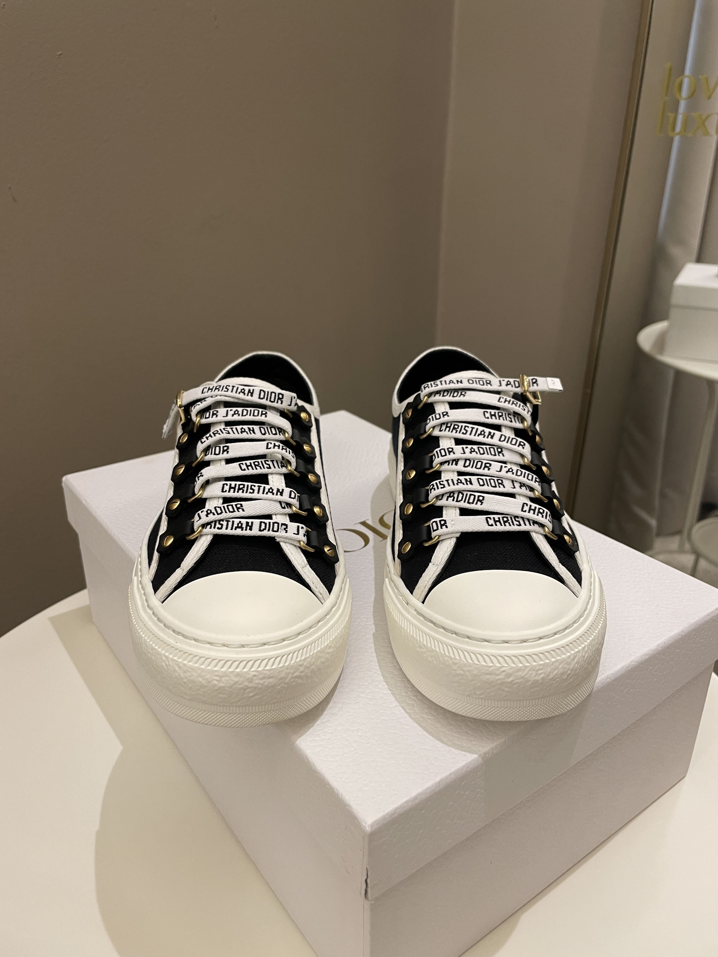 Dior Walk ‘N’ Dior Sneakers Black/ White Canvas Size 37