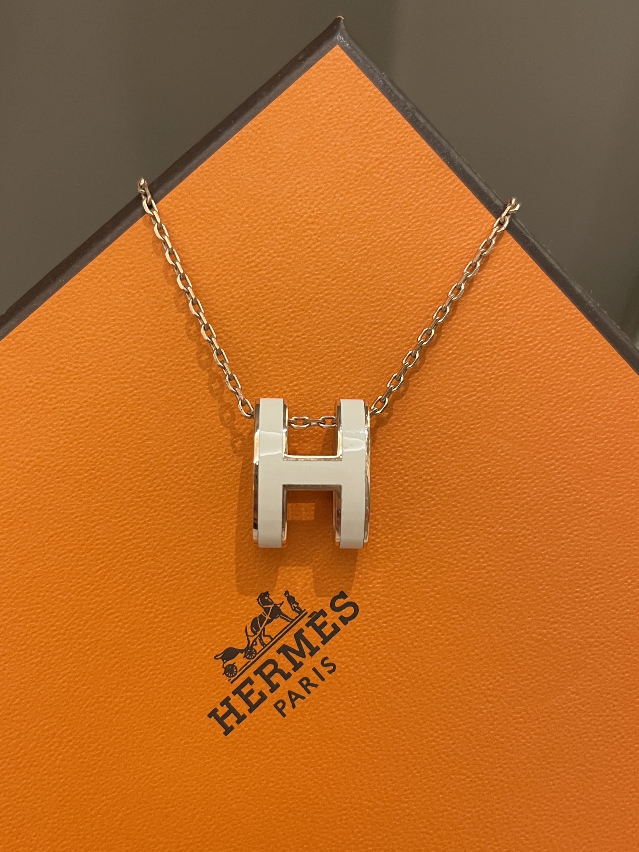 Hermes Pop H Necklace White