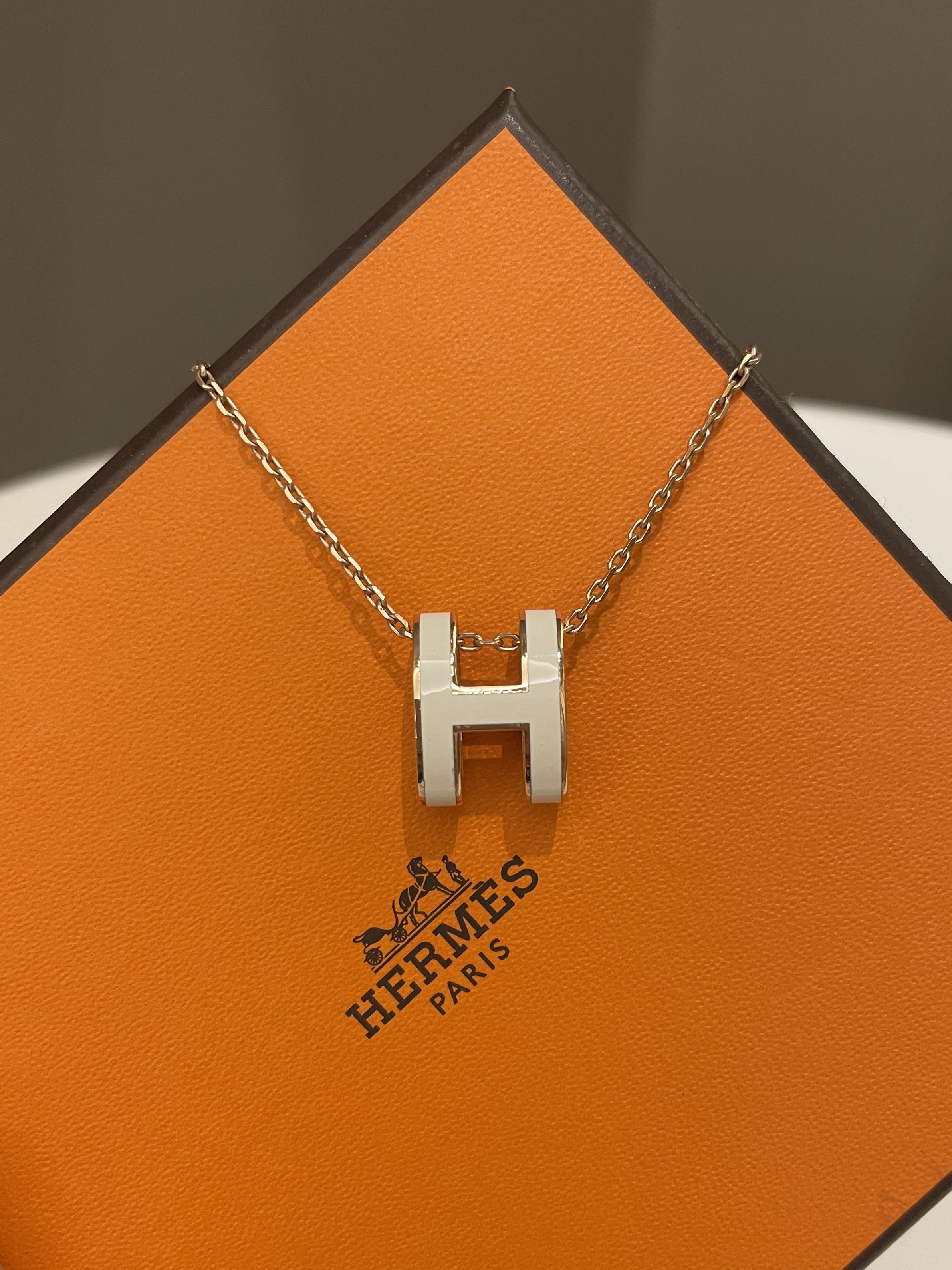 Hermes Pop H Necklace White
