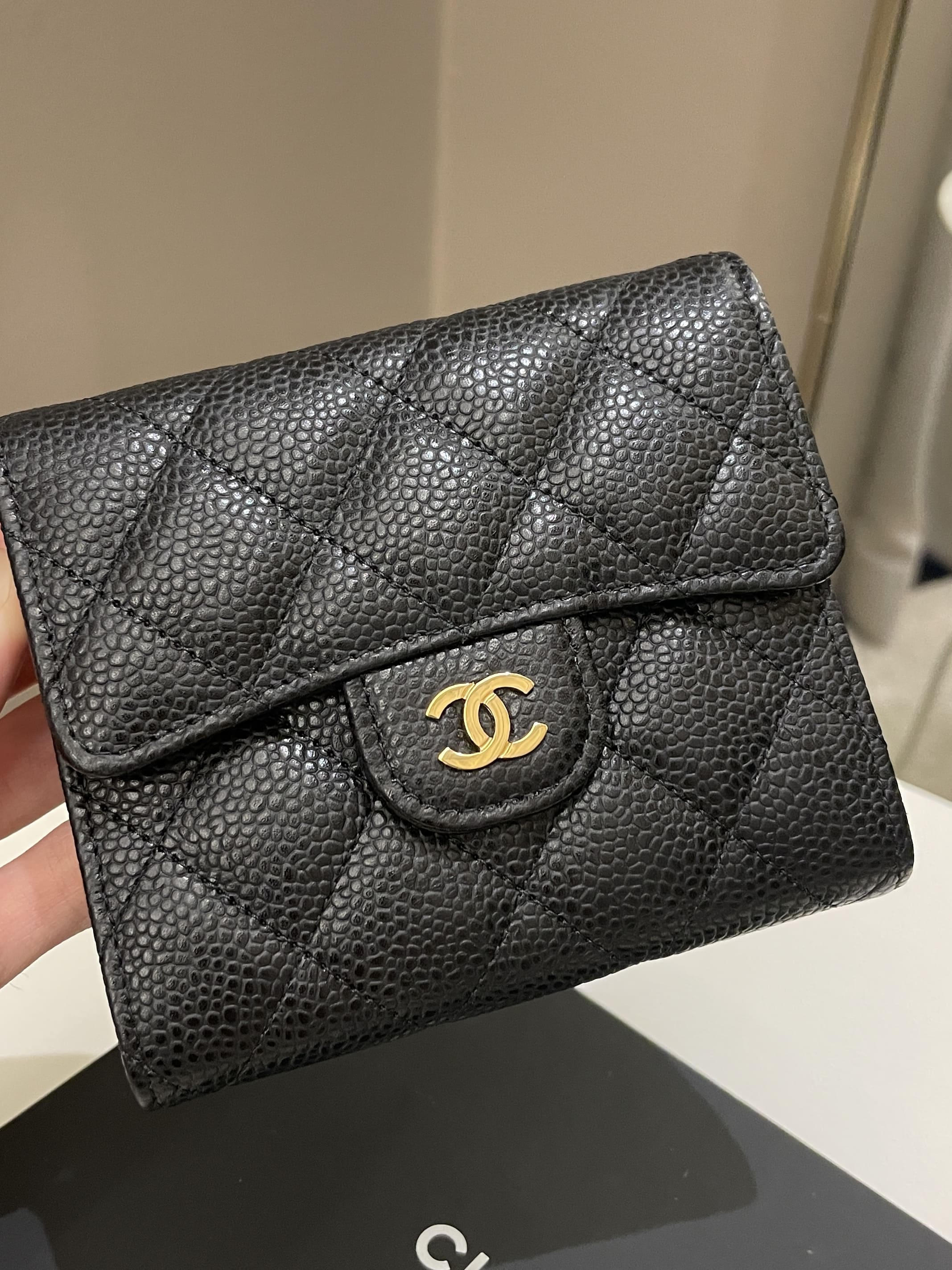Chanel - Chanel Classic Small Toast Zip Caviar Card Coin Case