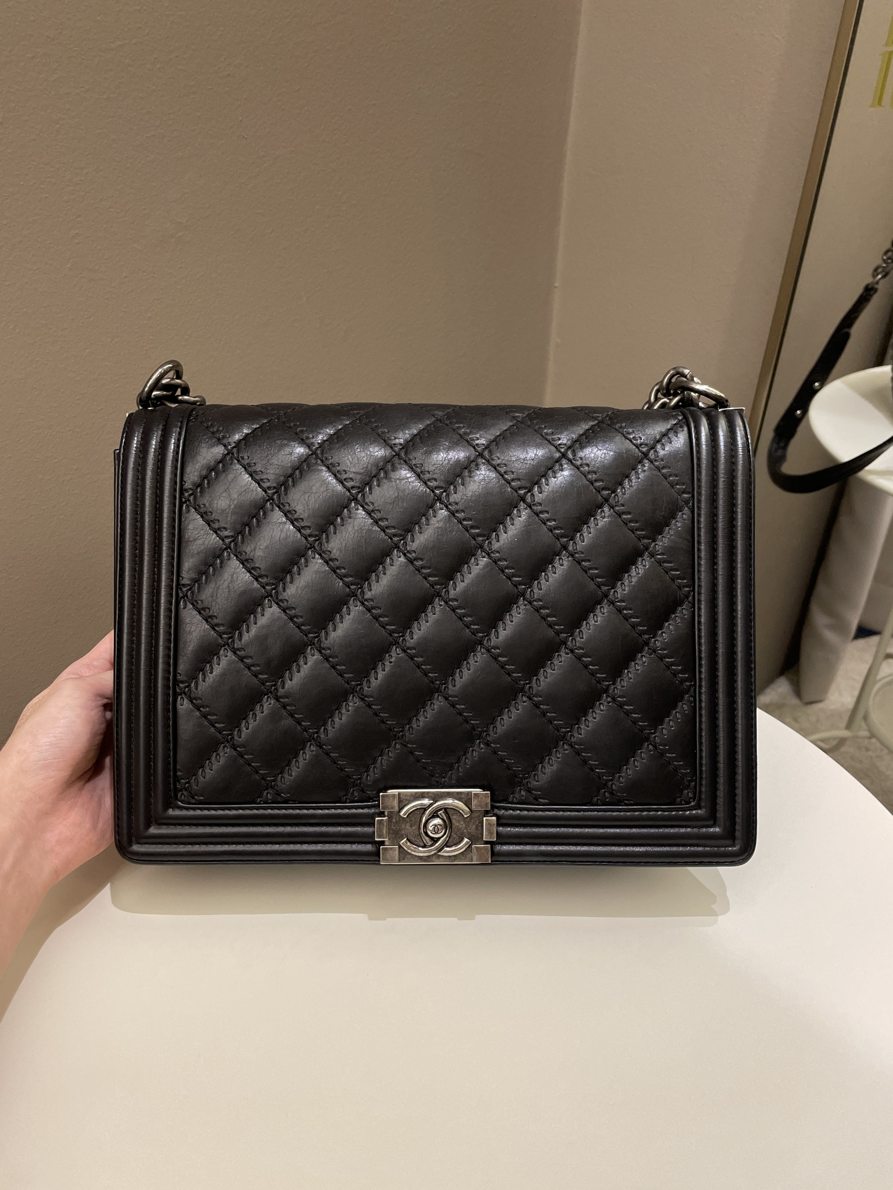 Chanel Quilted Boy Large Black Calfskin