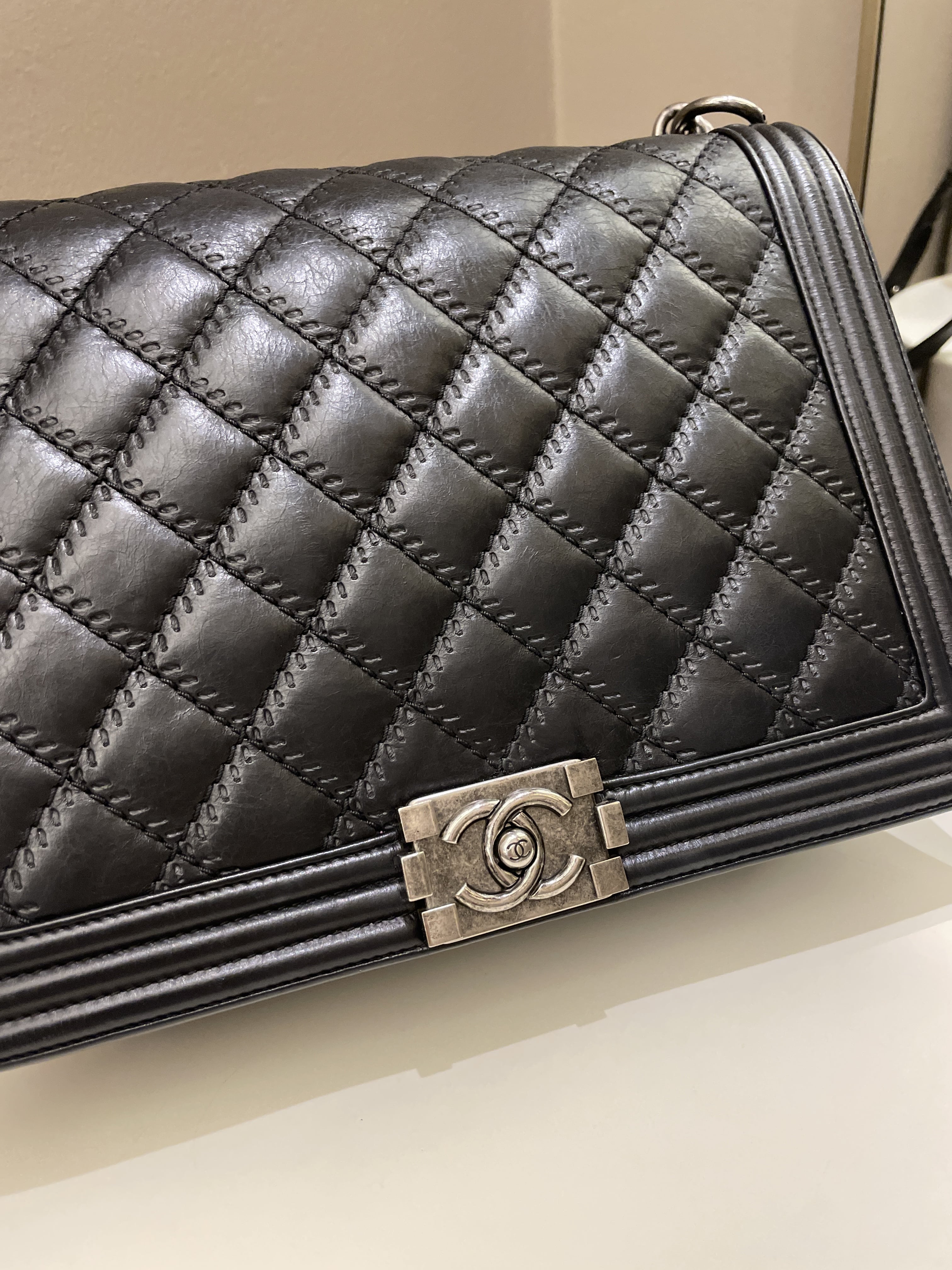 Chanel Quilted Boy Large Black Calfskin