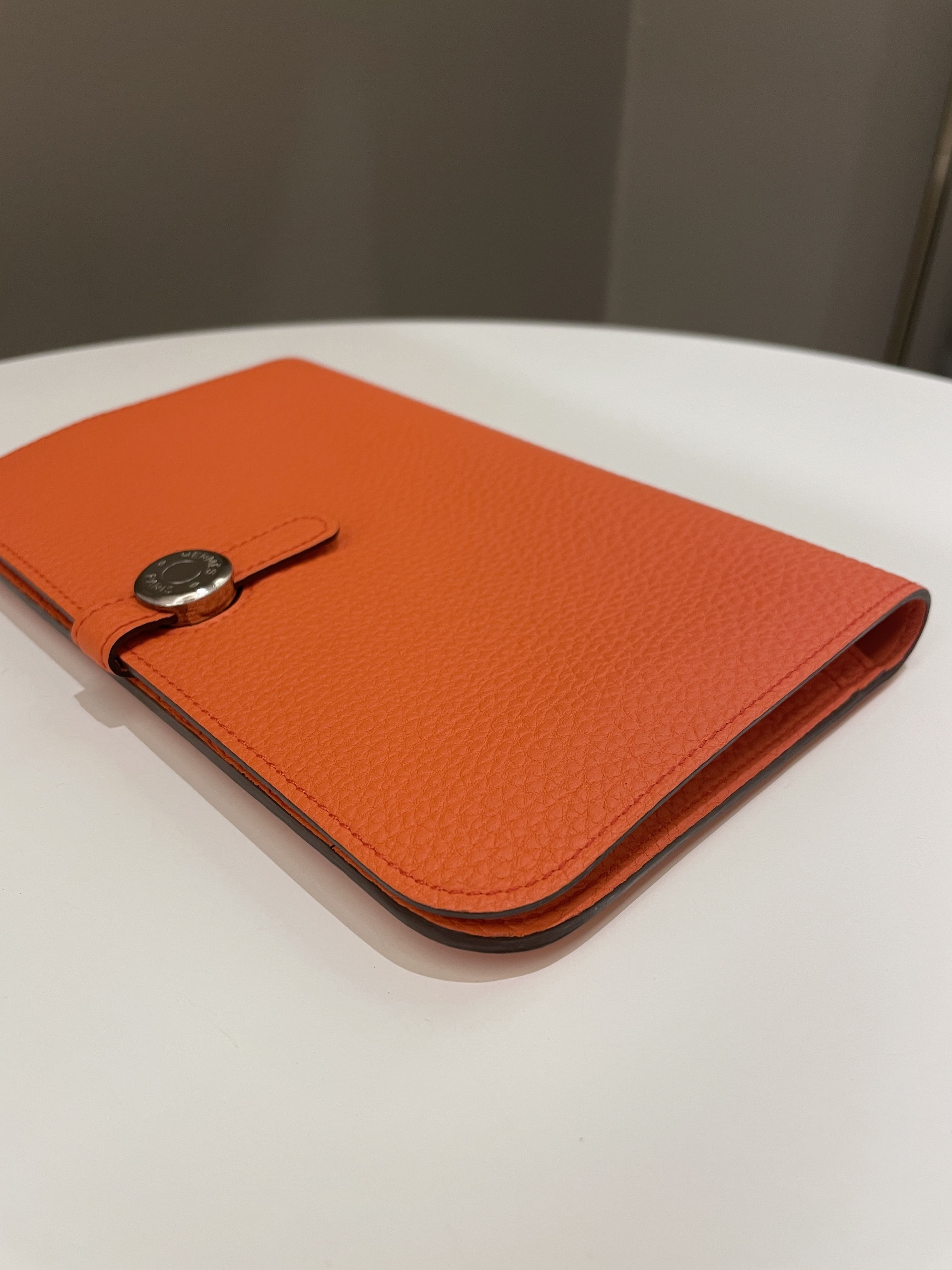 Hermes Dogon Bi-Fold Long Wallet Poppy Orange Clemence