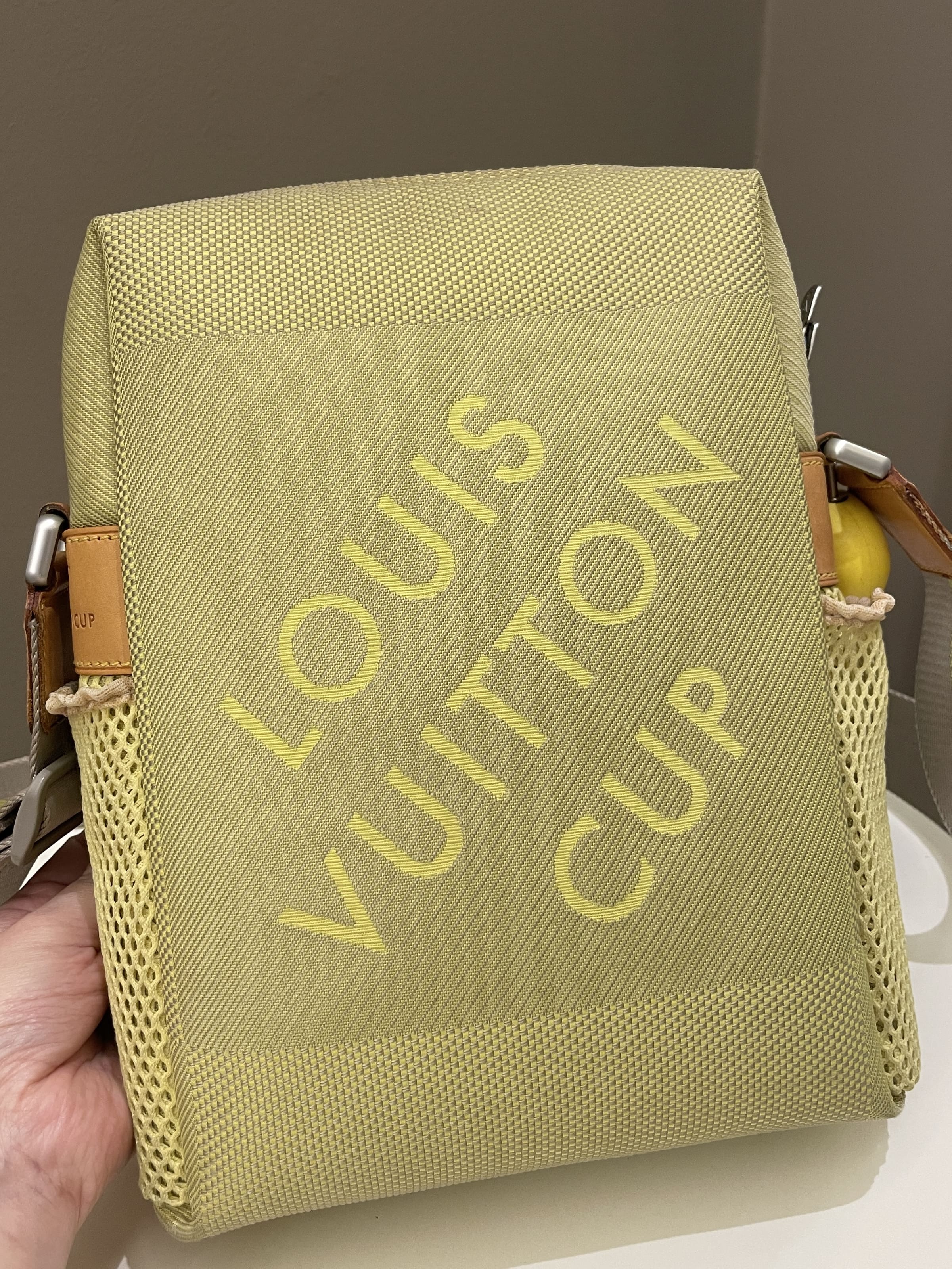 Louis Vuitton LV Cup Lime Green Damier Geant Danube Weatherly Crossbody Bag  917lv5