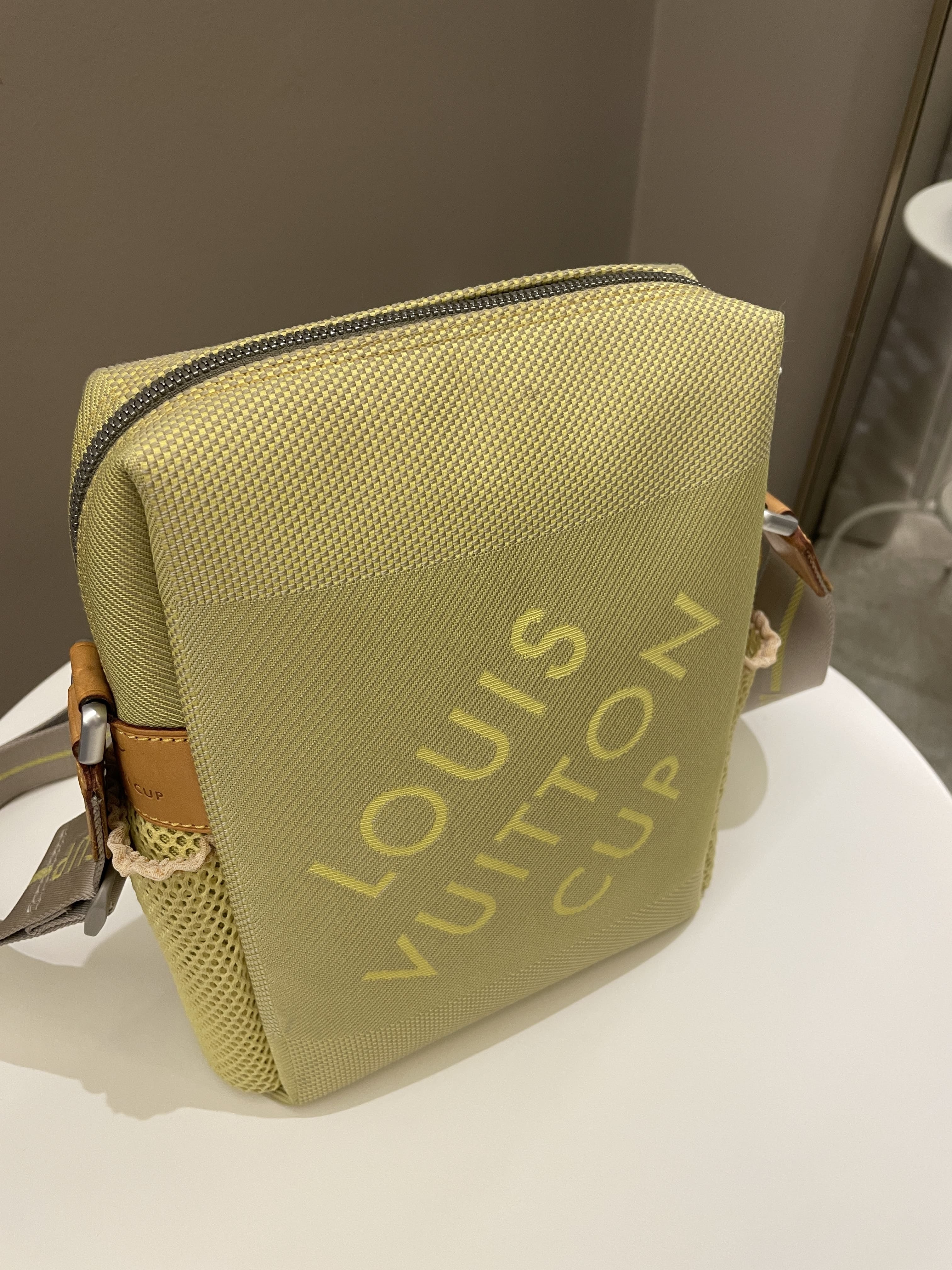 Louis Vuitton LV Cup Lime Green Damier Geant Danube Weatherly Crossbody Bag  917lv5