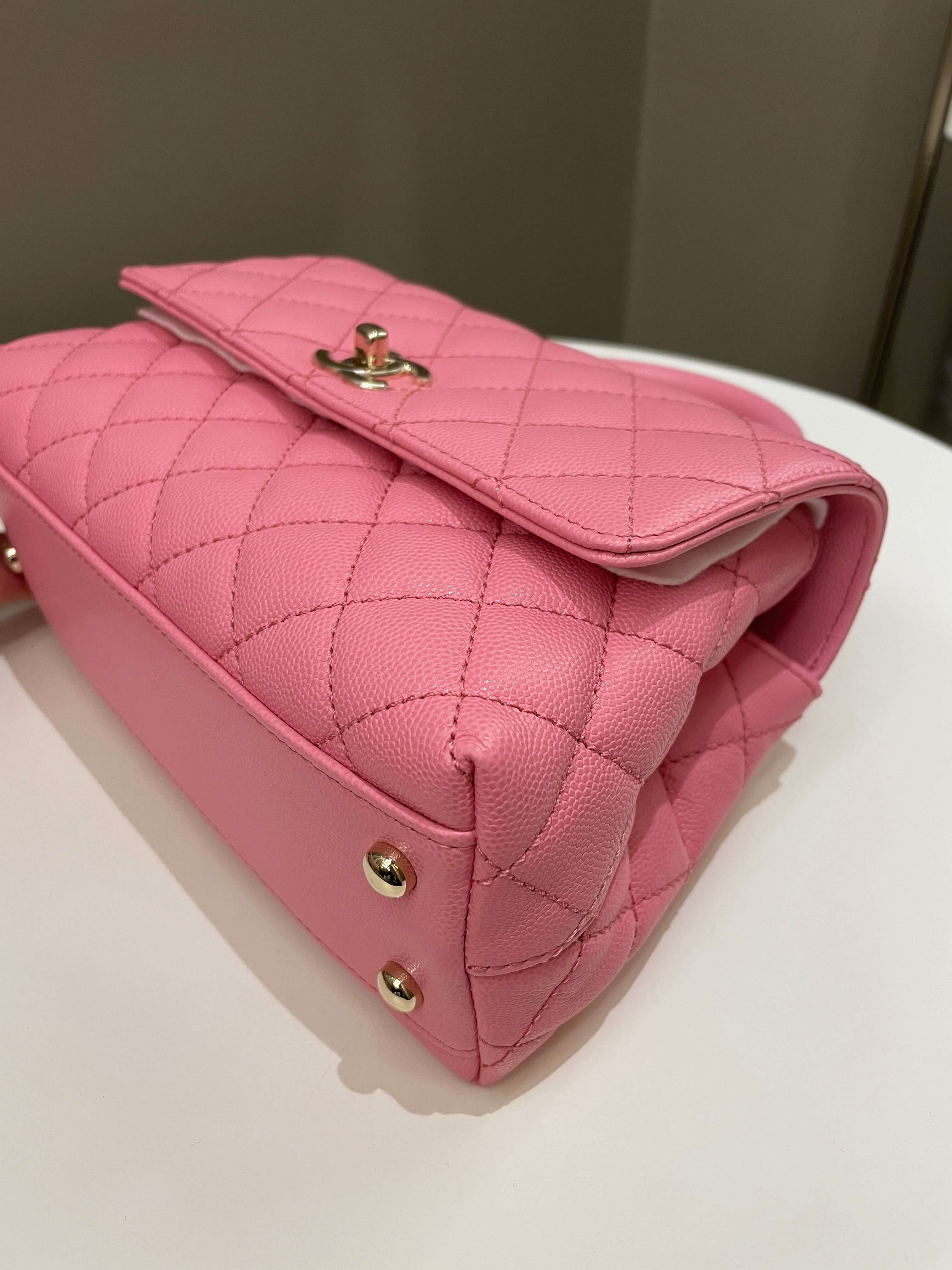 Chanel Quilted Coco Chain Handle Pink Caviar