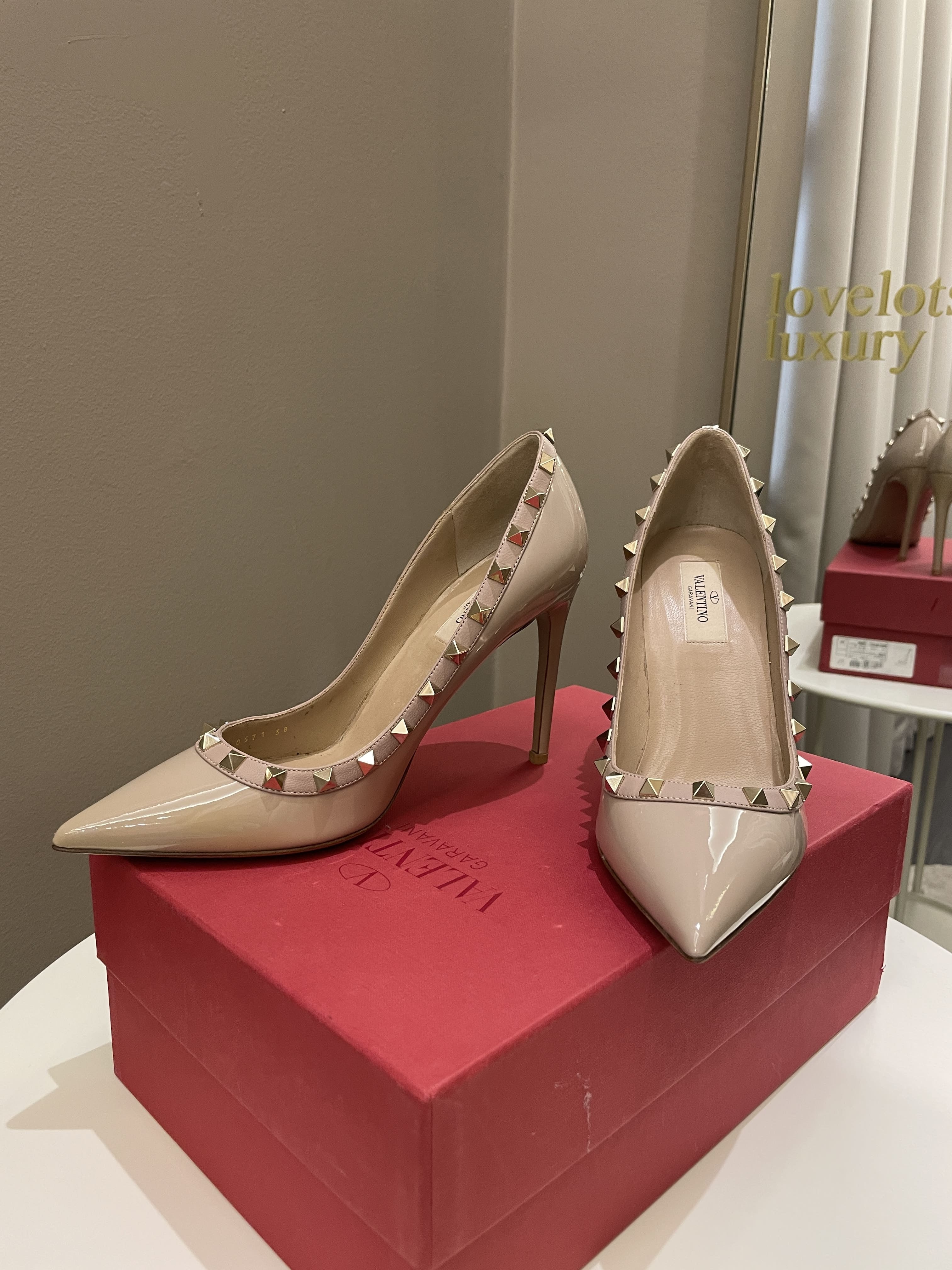 Valentino Garavani Rose Gold Stud Heels — Petunia's Consignment Boutique