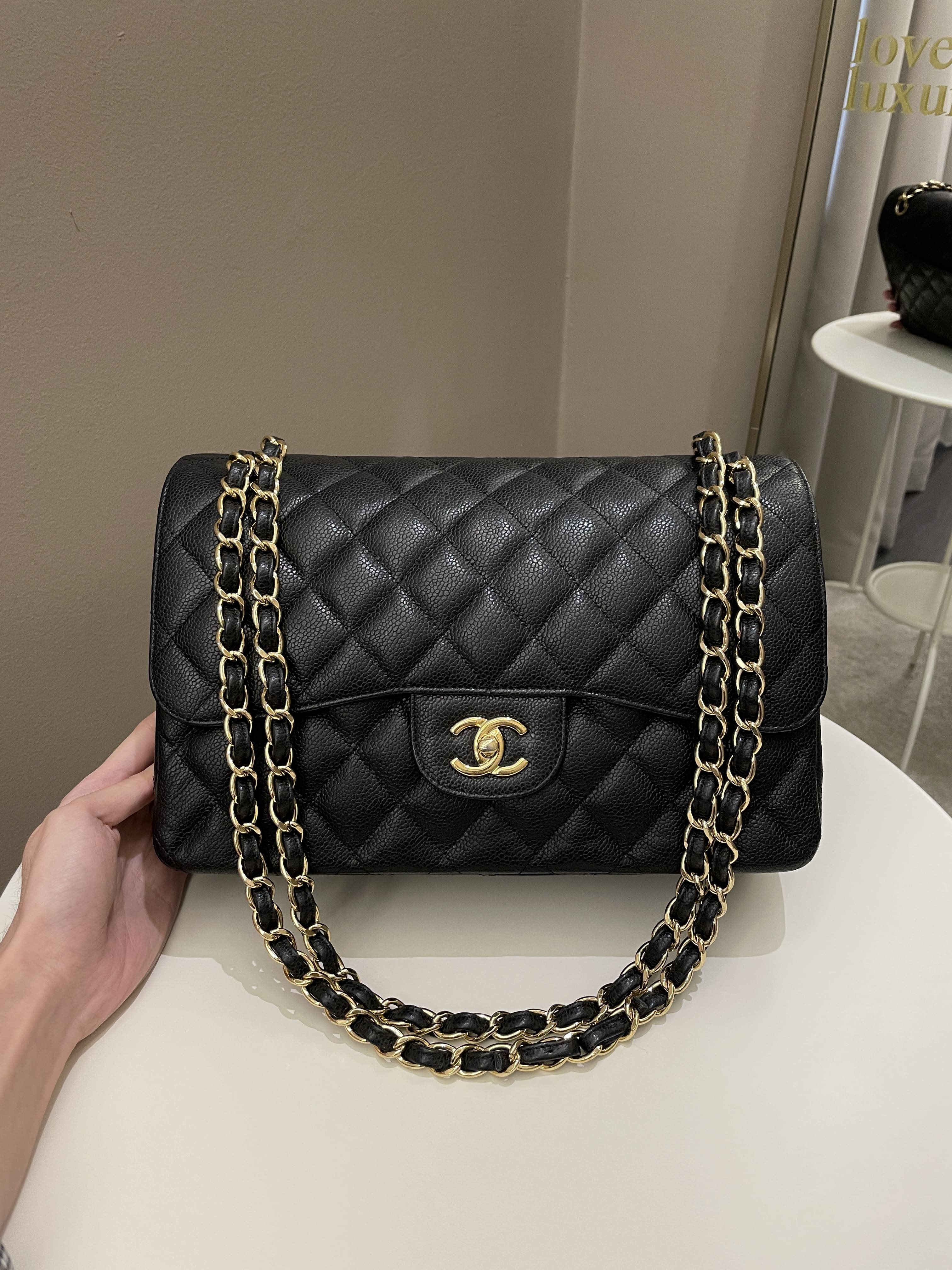 Chanel Classic Quilted Jumbo Double Flap Black Caviar