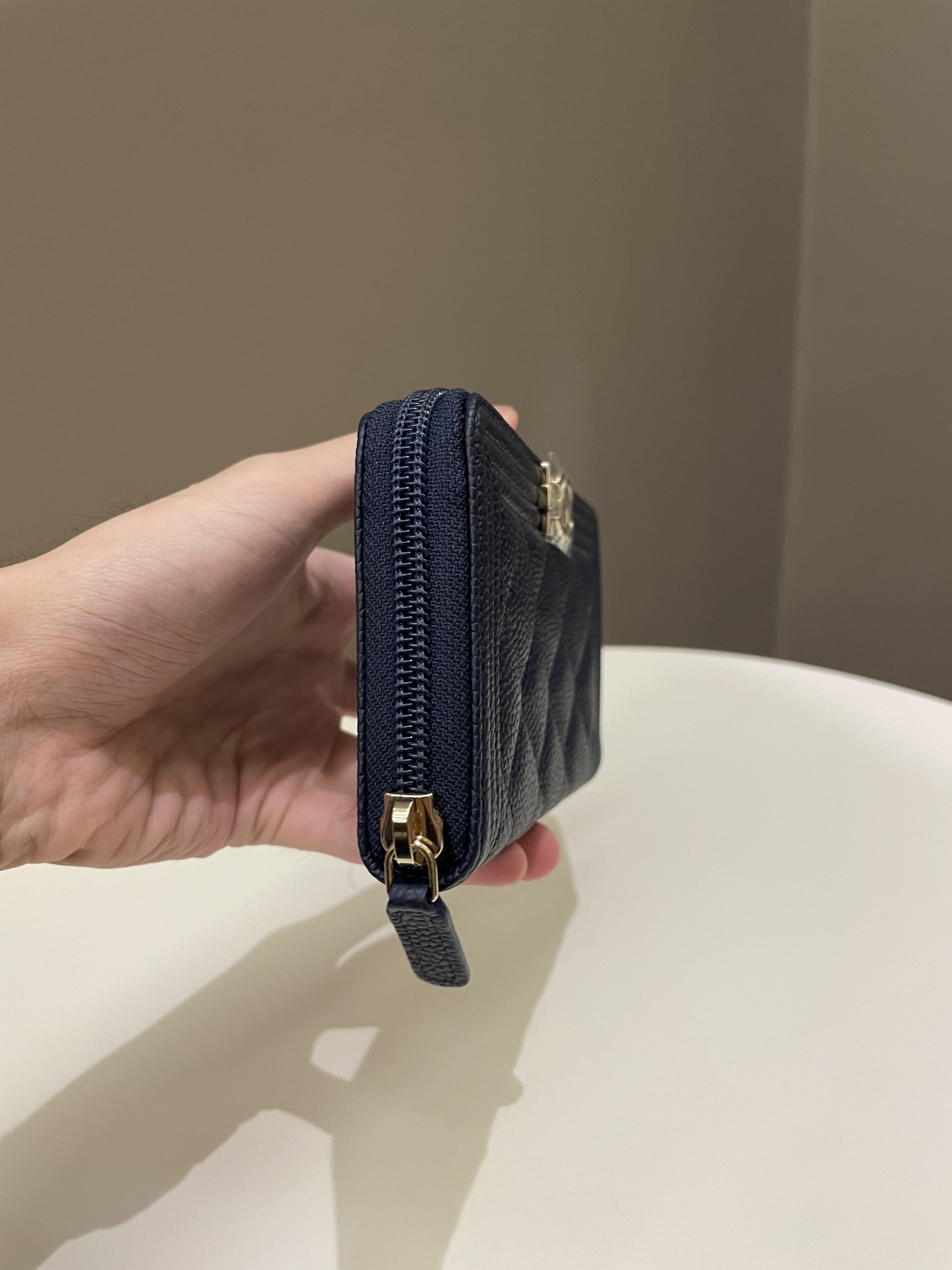 Chanel Boy Zipped Around Wallet Dark Navy Caviar
