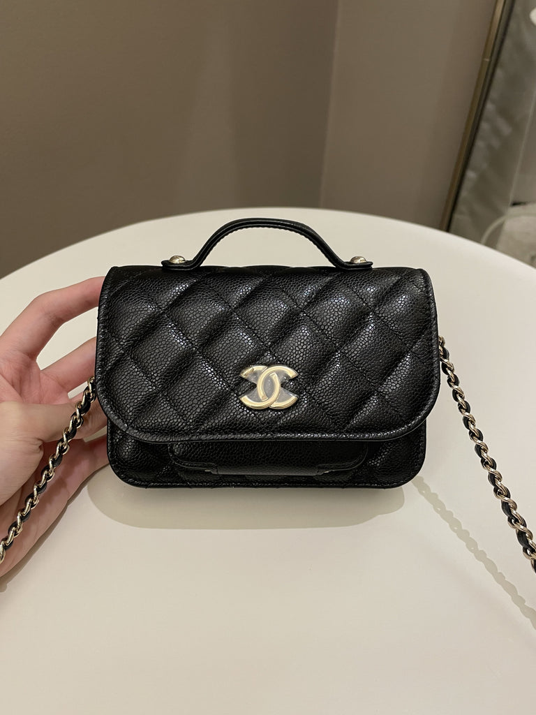 CHANEL Caviar Quilted Business Affinity Clutch With Chain Black