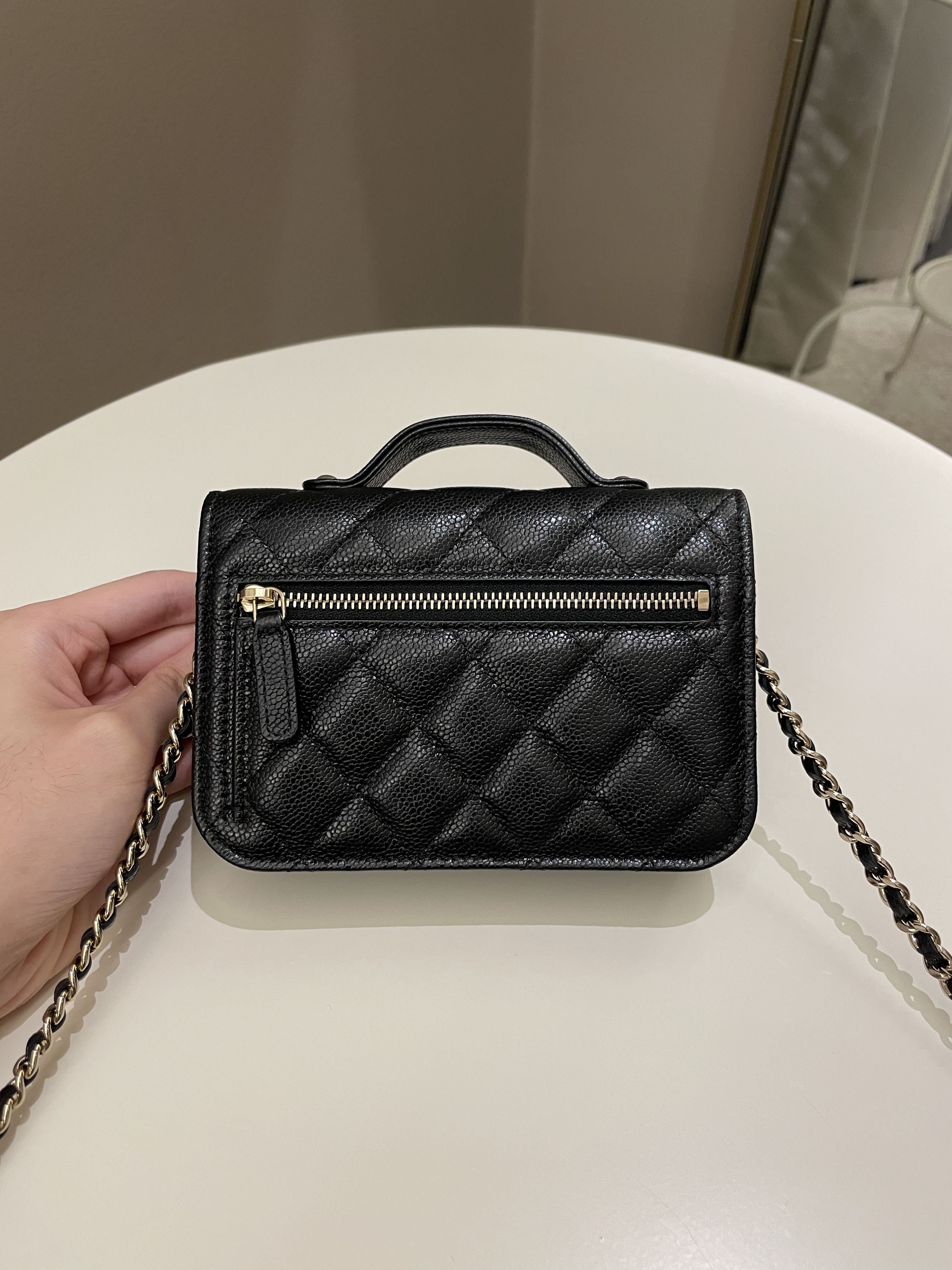 Chanel Crossbody Business Affinity Black Quilted Caviar mini WOC