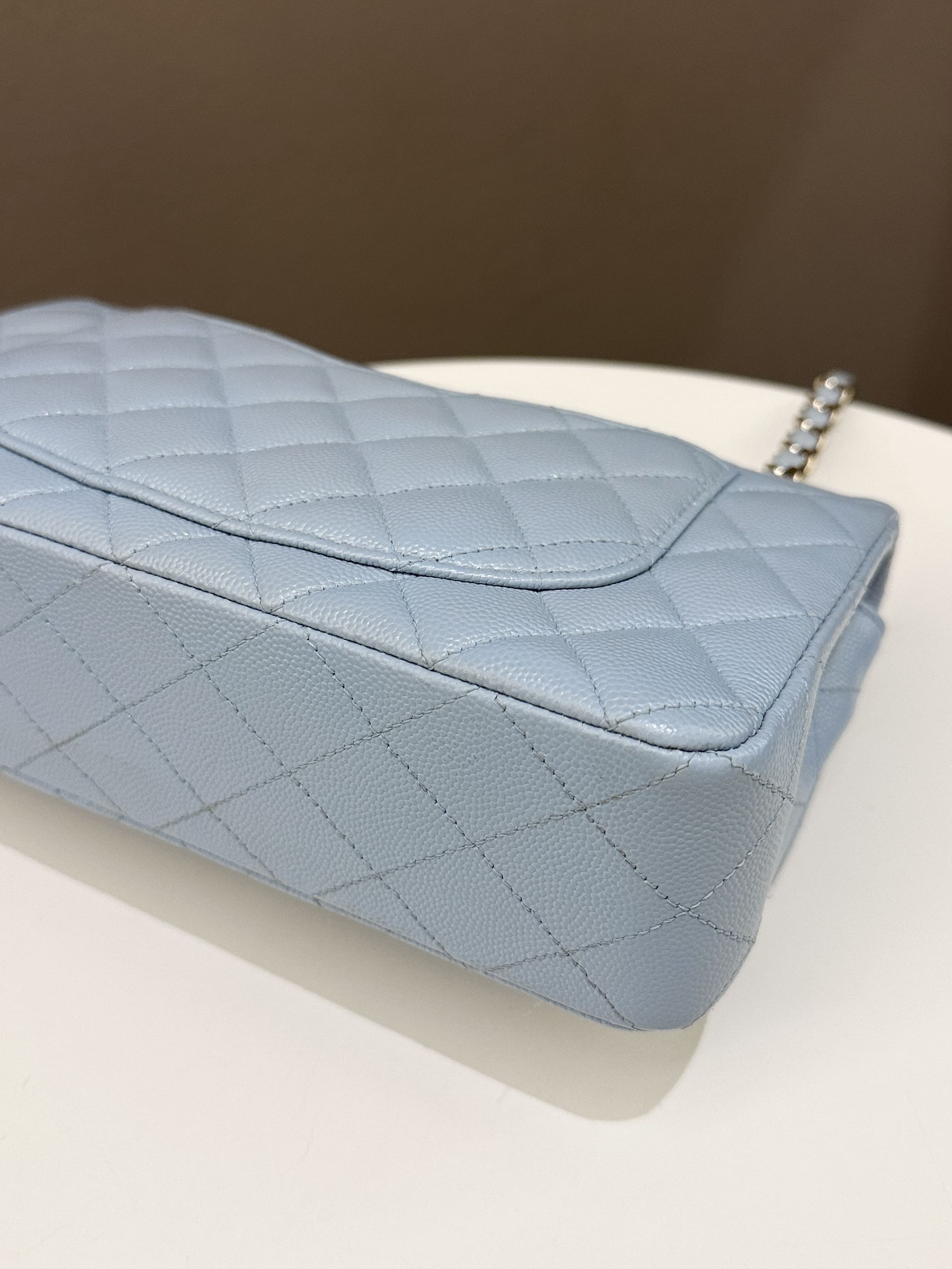 chanel flap bag pastel blue