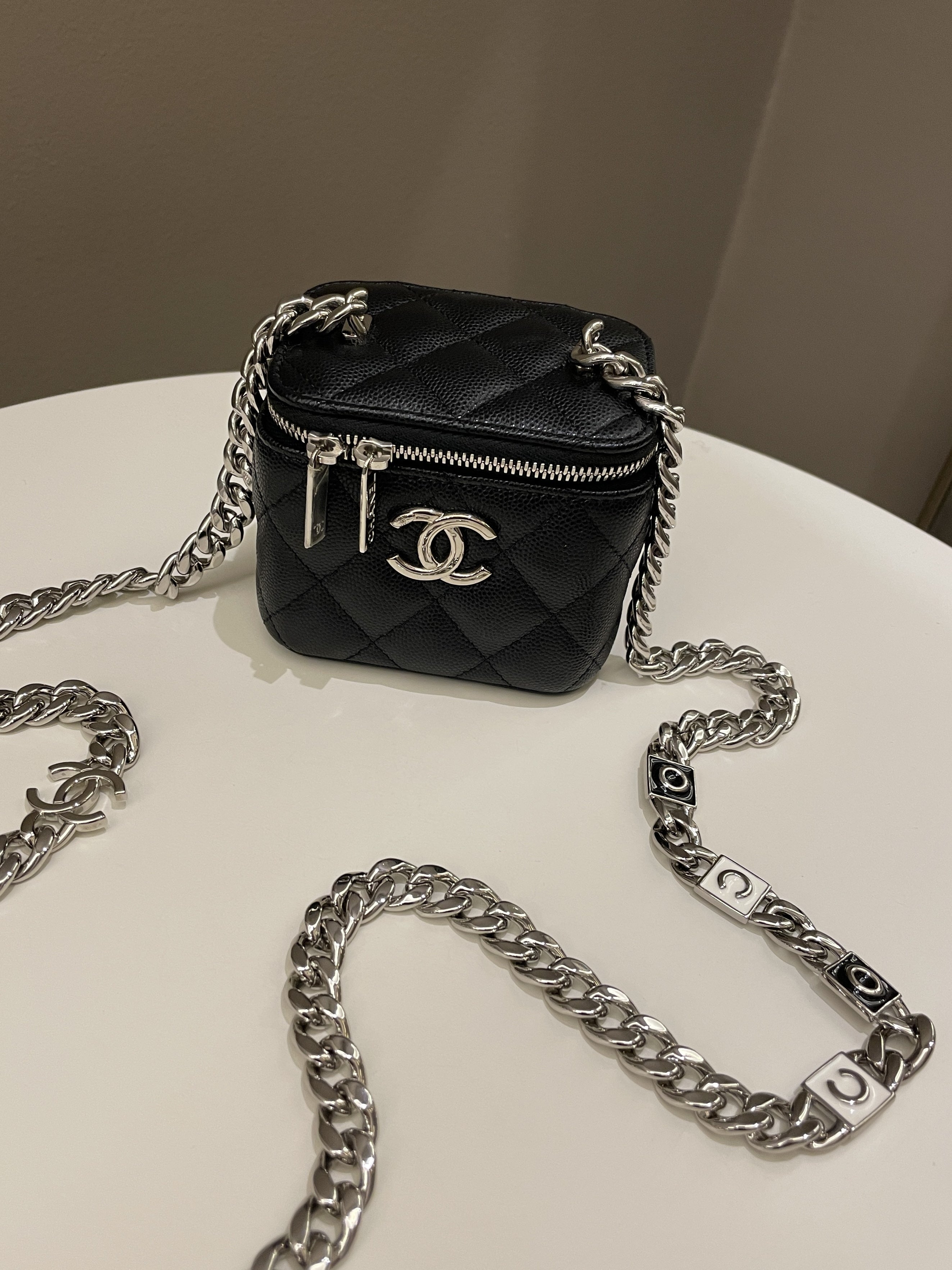 Chanel Quilted Coco Mini Vanity Cube Black Caviar