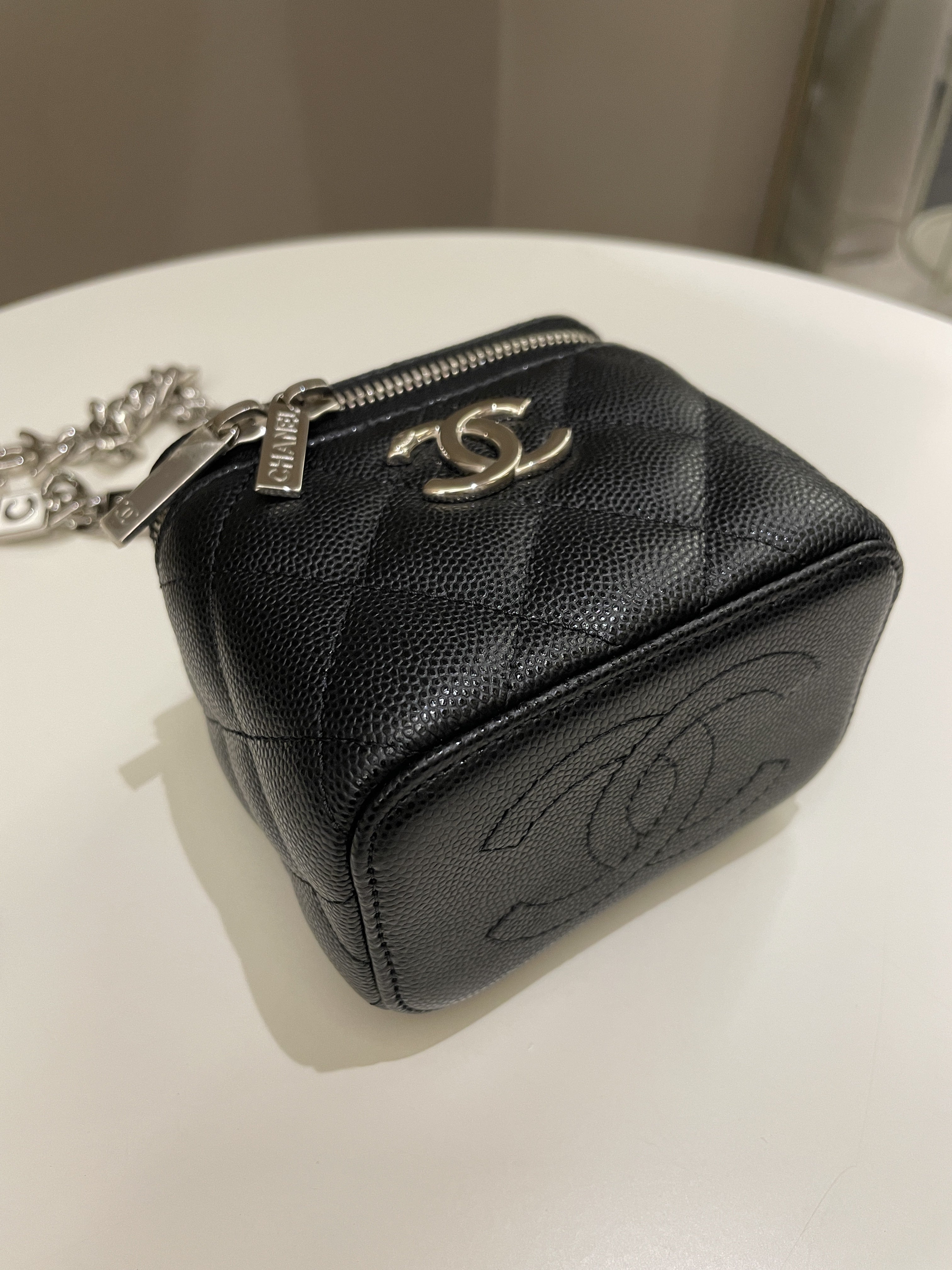 Chanel Quilted Coco Mini Vanity Cube Black Caviar