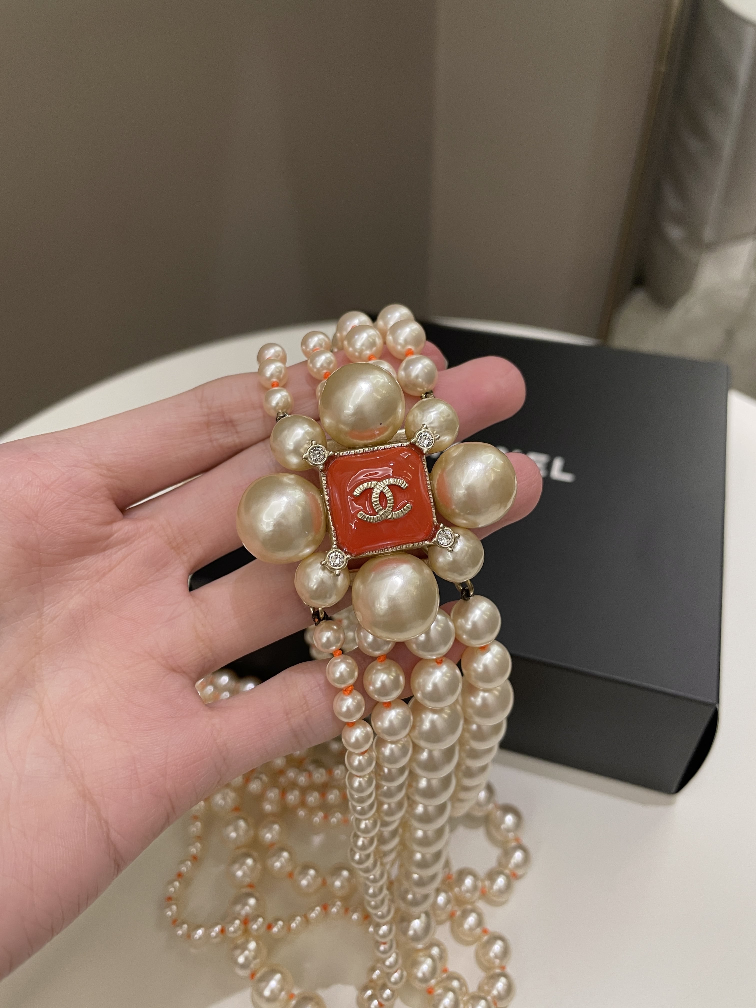 Chanel 14K Statement Pearl Necklace 
Ivory Glass Pearl