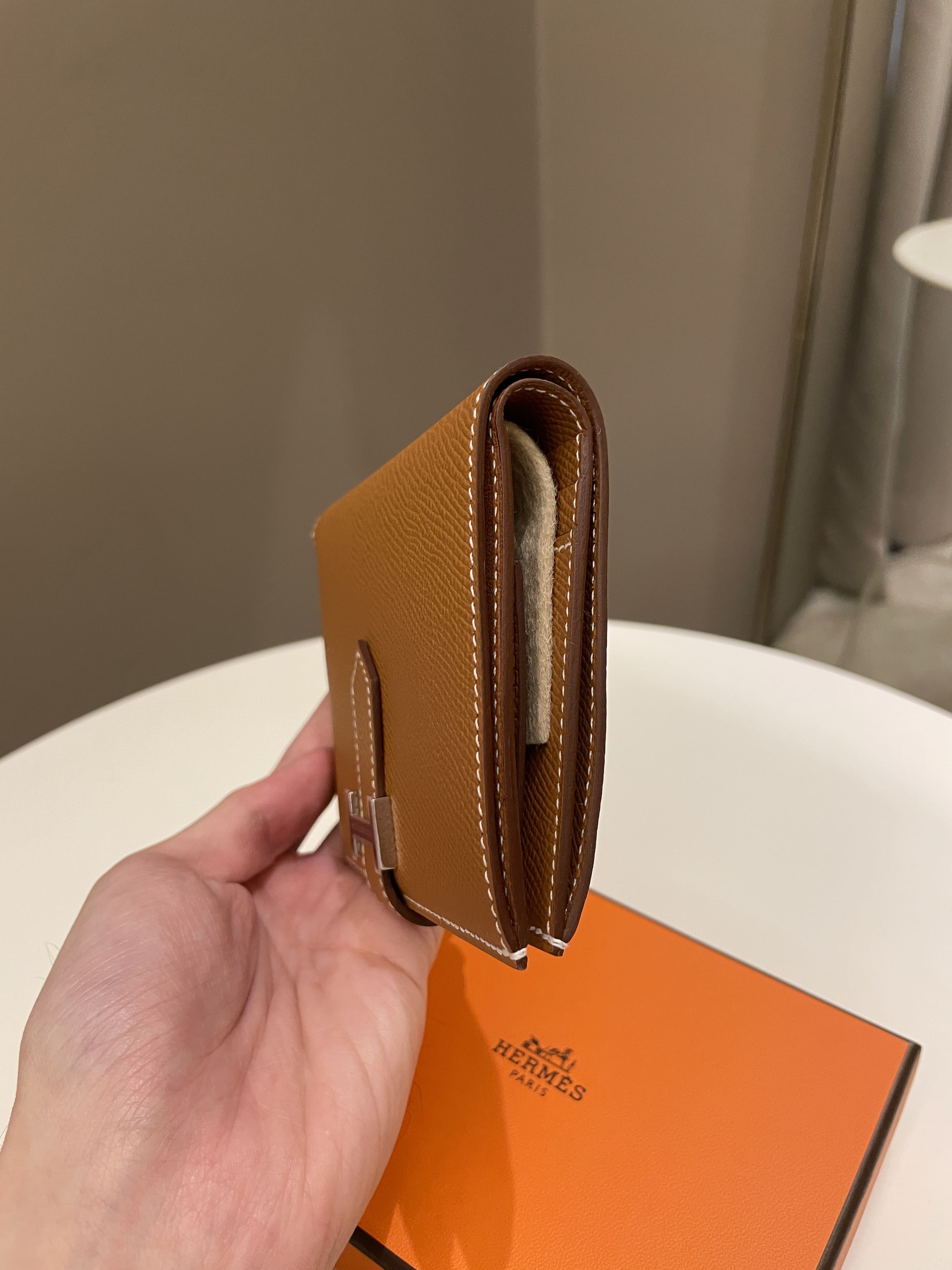 Hermes Bearn Compact Wallet Gold Epsom