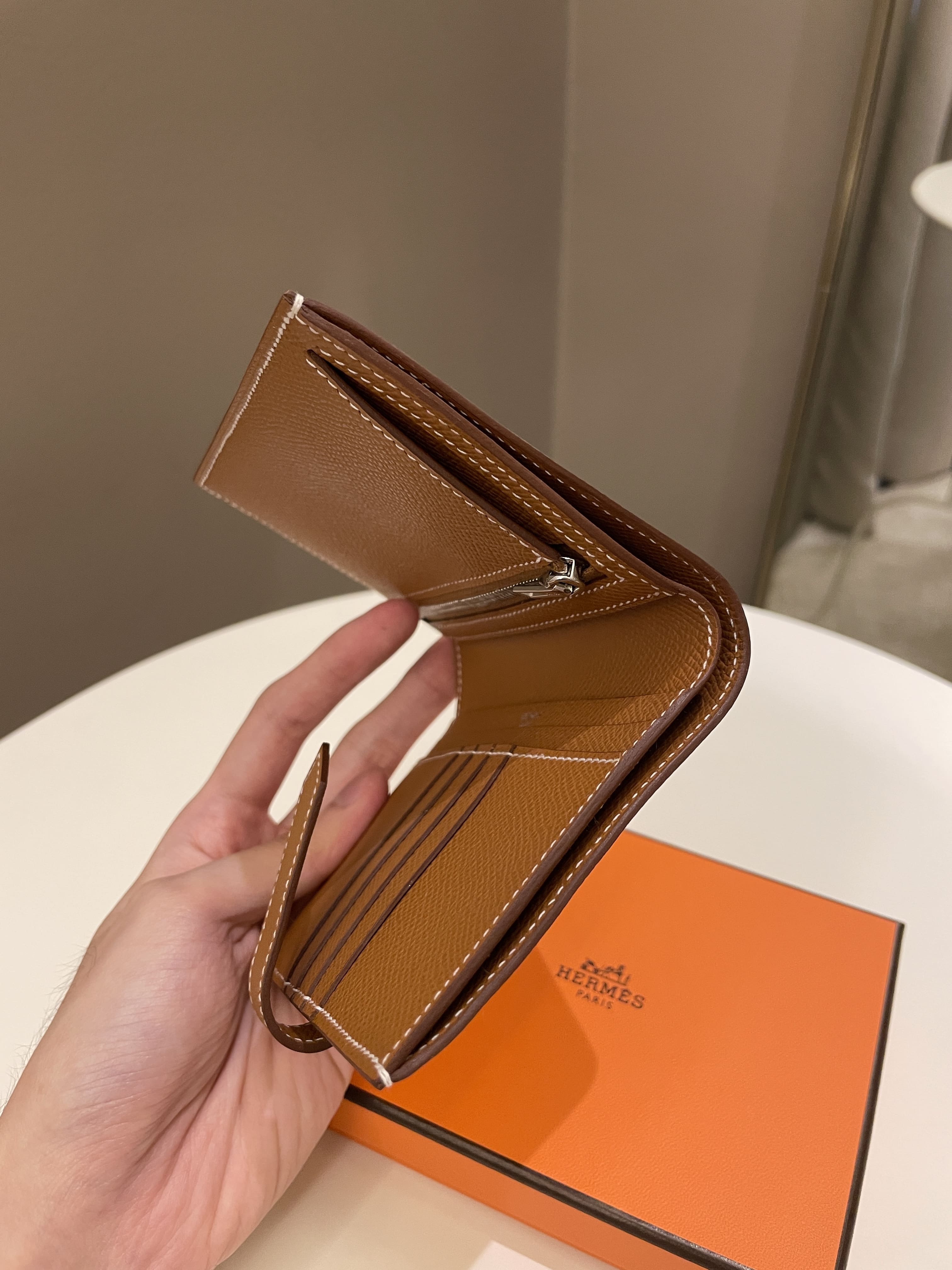 Hermes Bearn Compact Wallet Gold Epsom