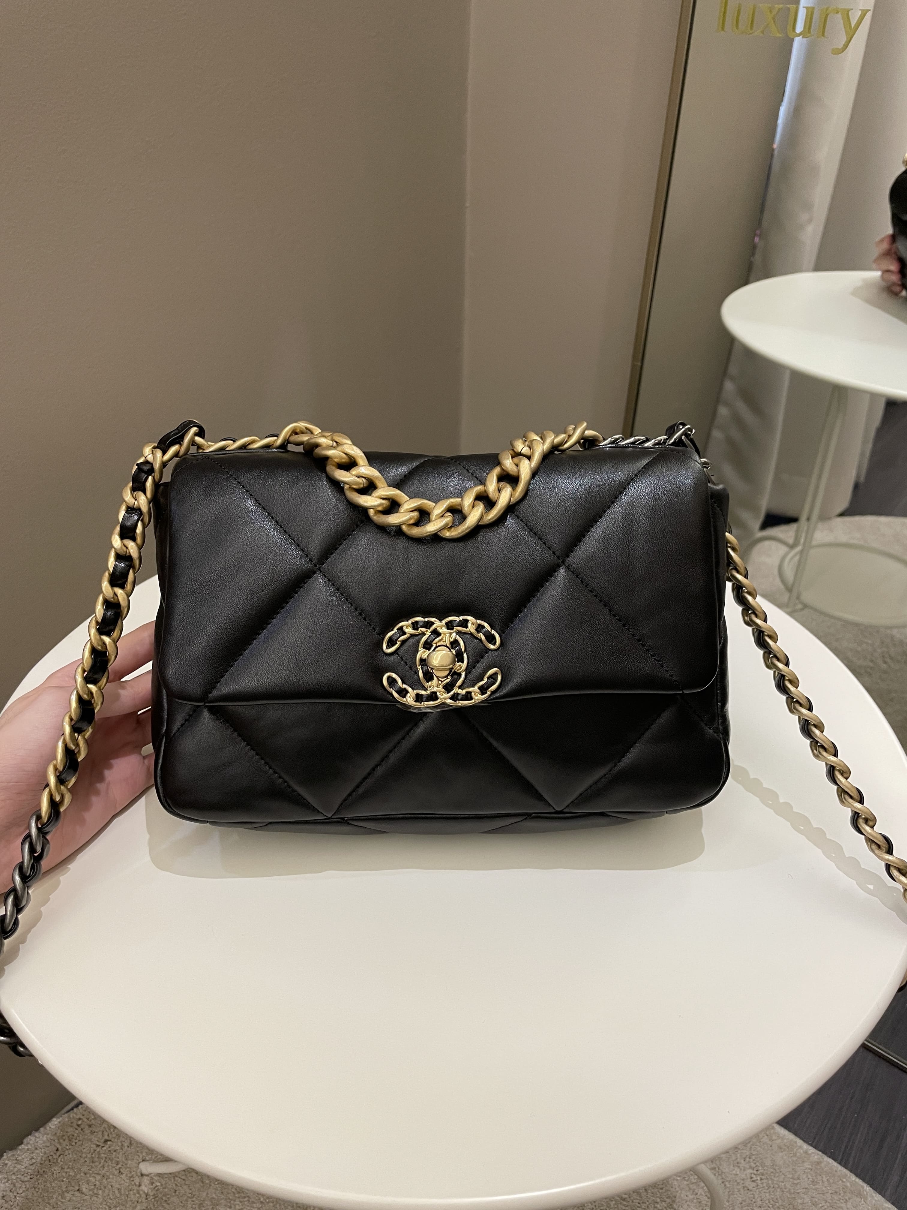 Chanel Chanel 19 Small Flap Bag in Black Lambskin | Dearluxe