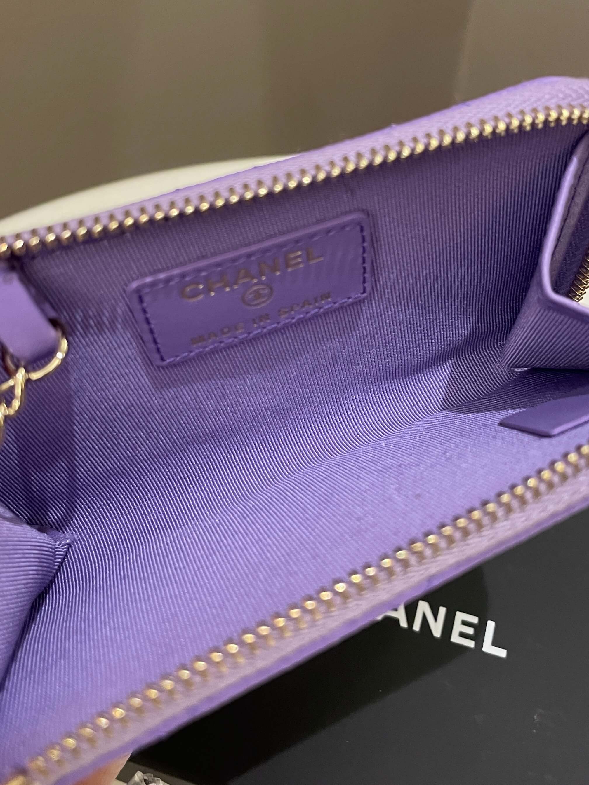 Chanel Quilted Cc Zipped Key Holder Purple Caviar
