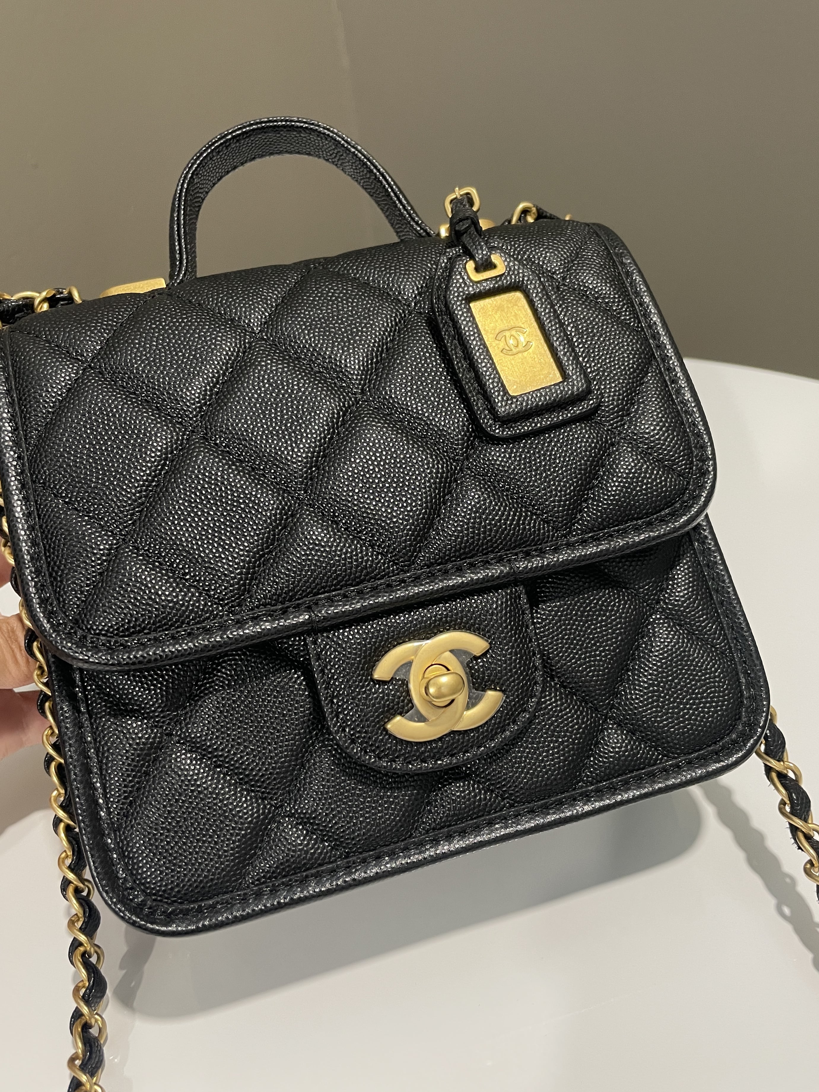 Chanel 22K Flap with Top Handle Black Caviar
