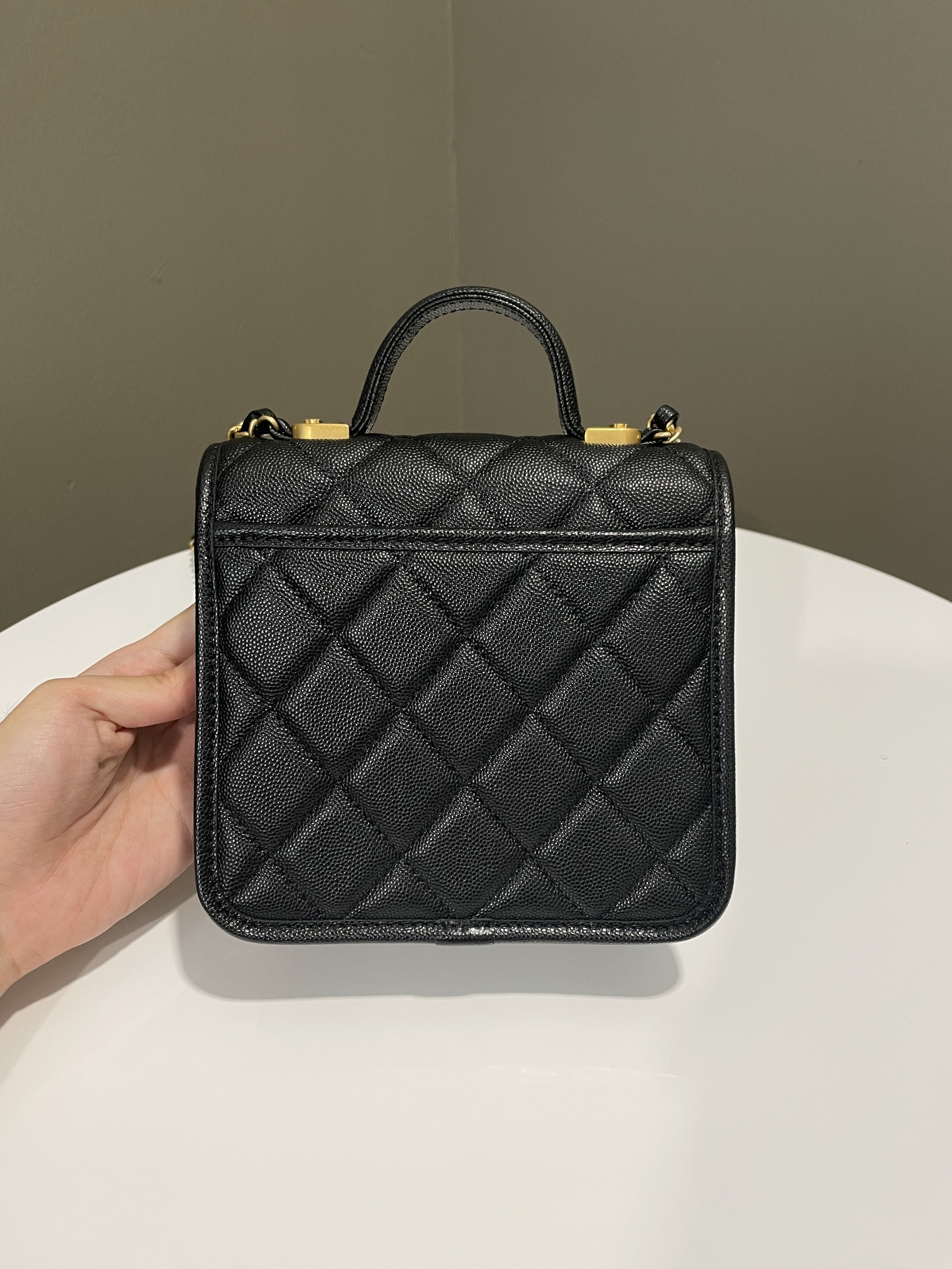 Chanel 22K Flap with Top Handle Black Caviar