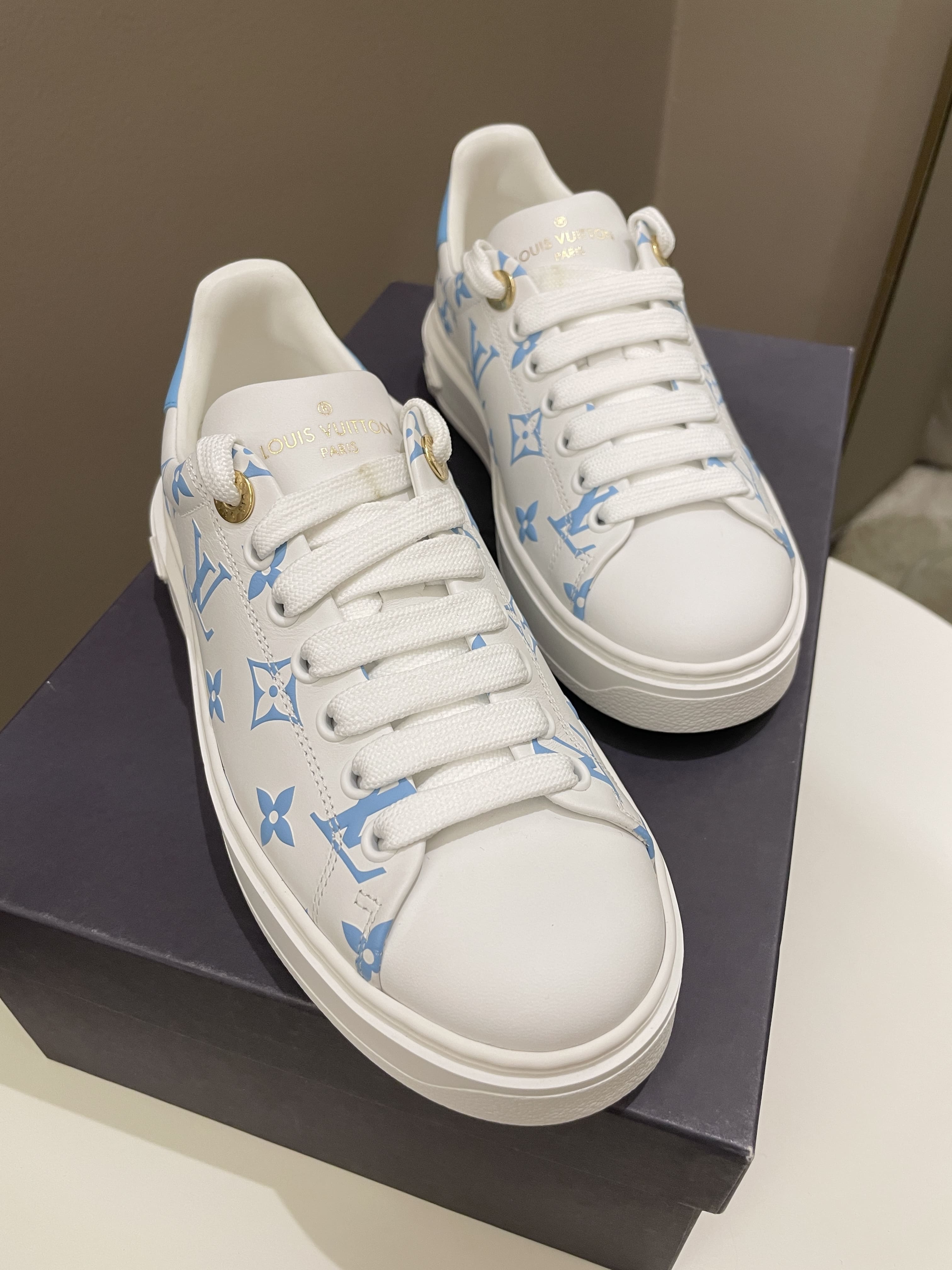 Louis Vuitton Time Out Sneaker White Sky Blue Size 35