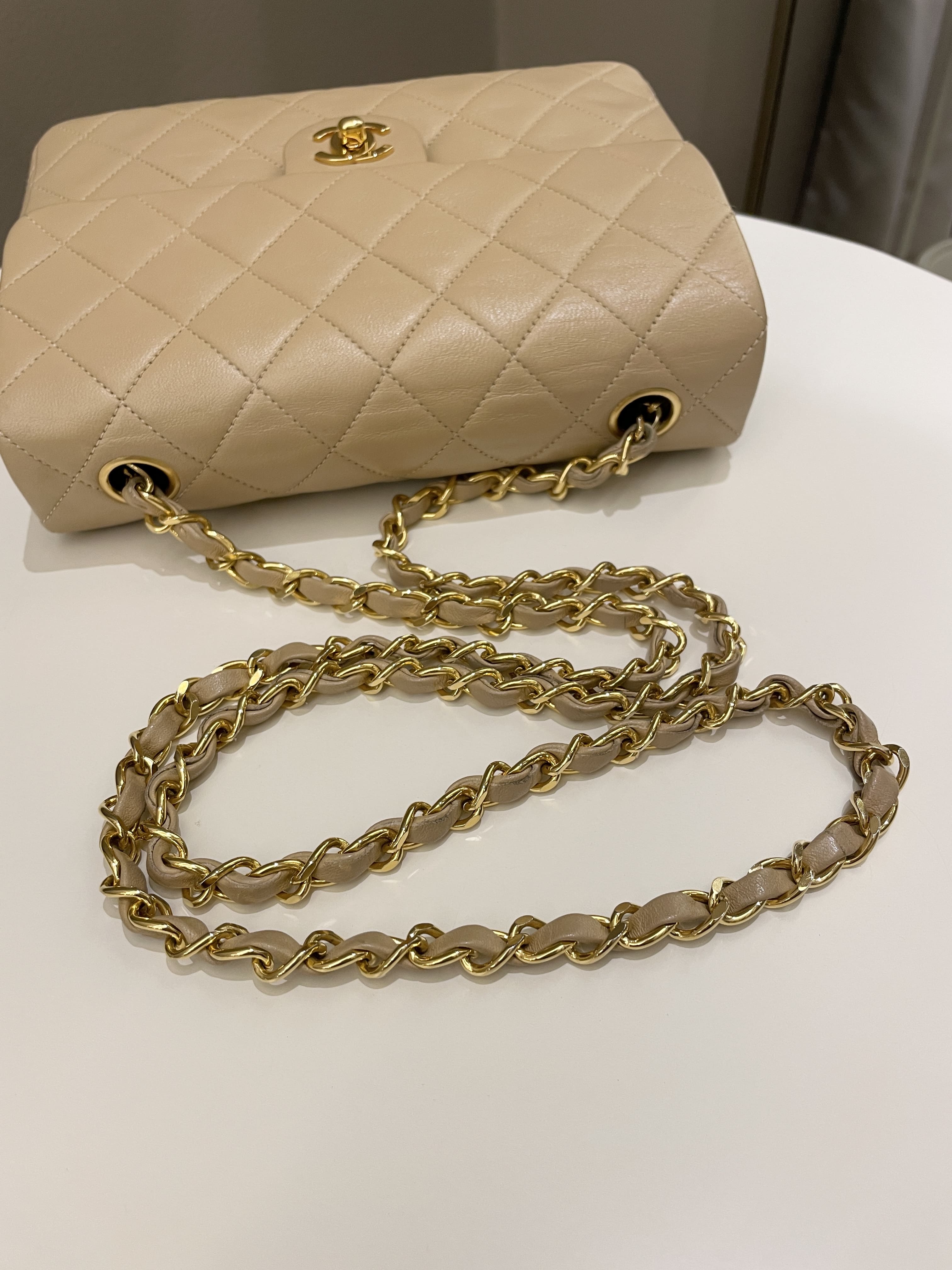 Chanel Vintage Quilted Flap Beige Lambskin