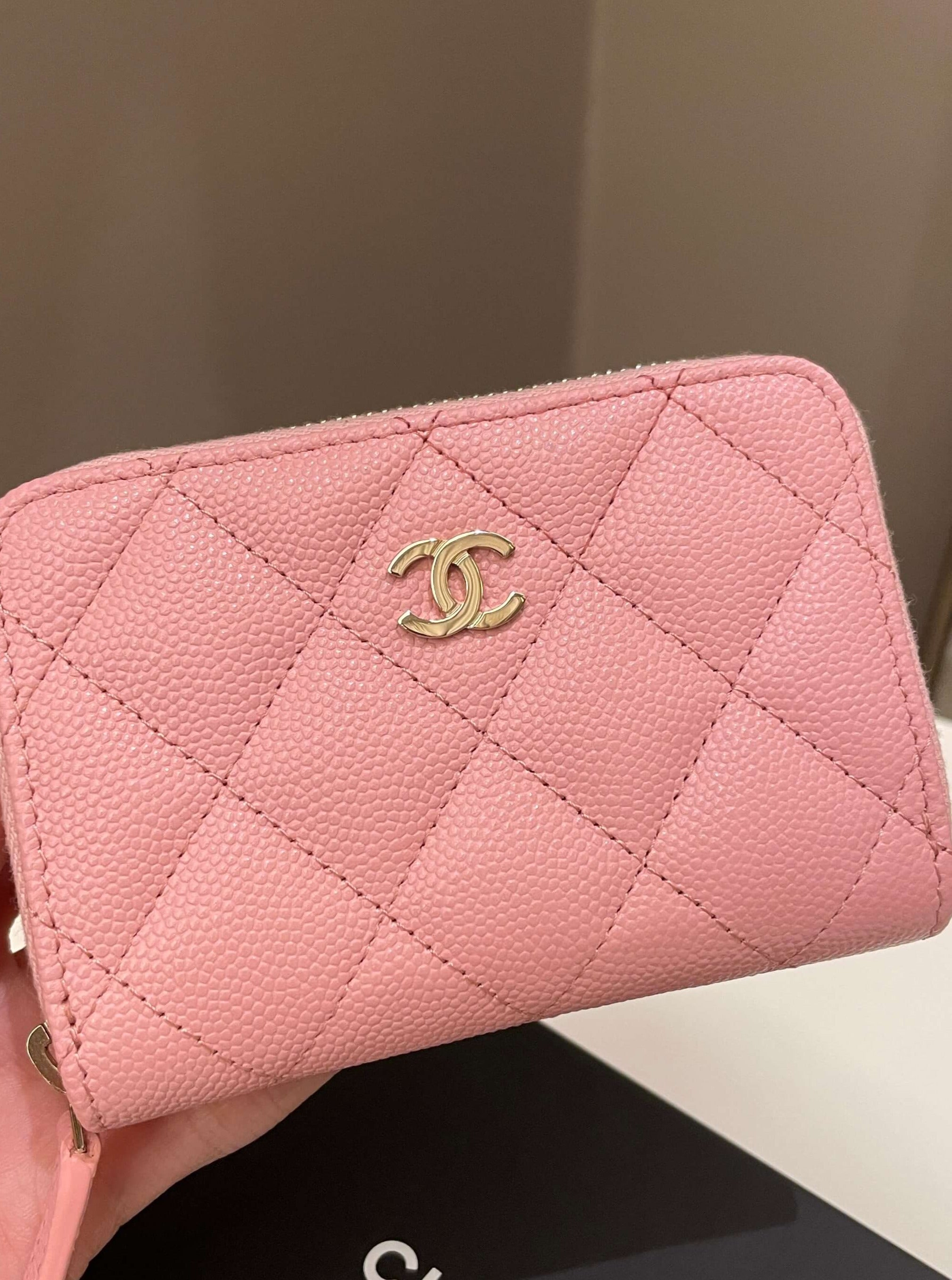 chanel hot pink wallet on