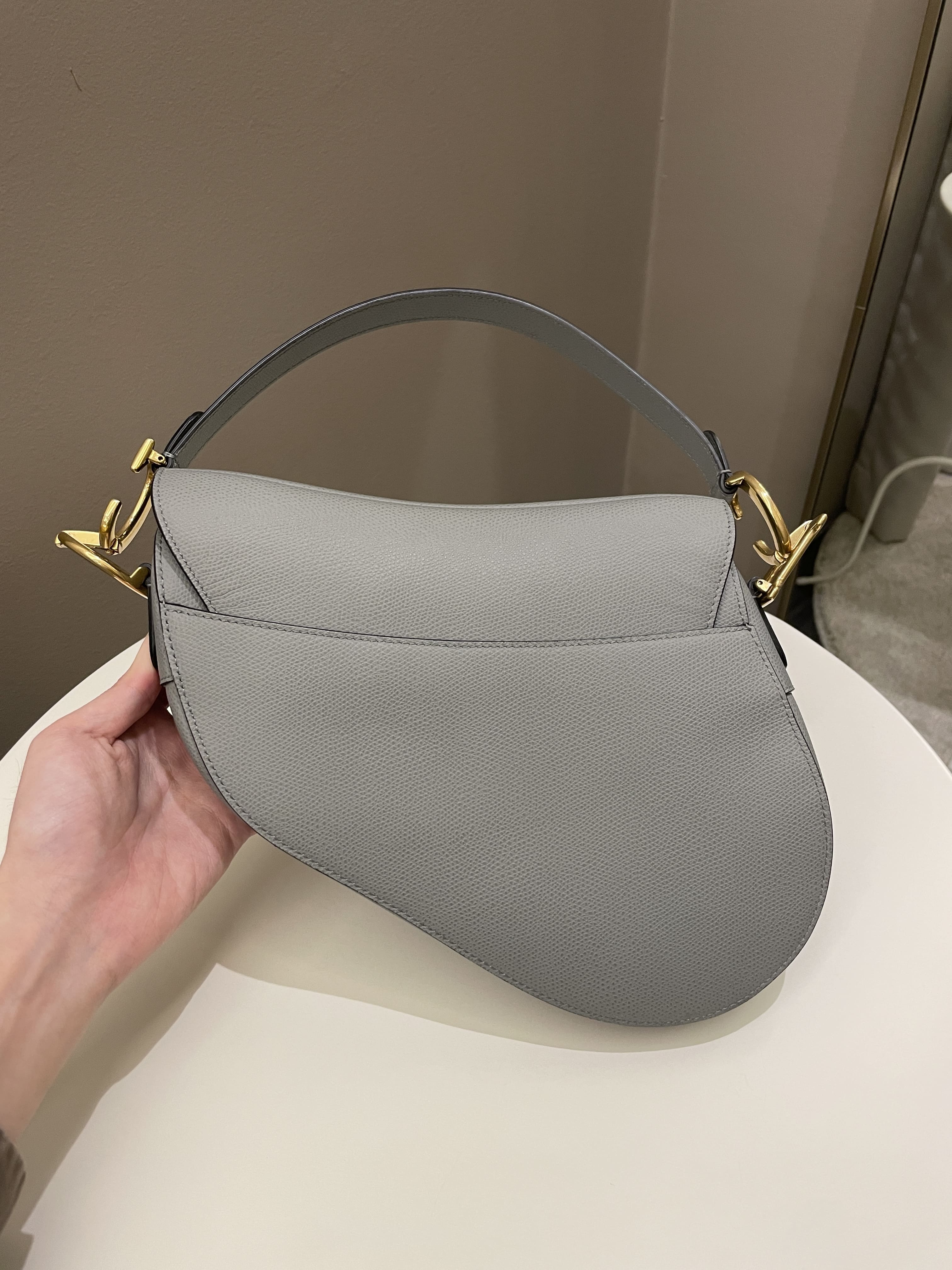 Dior Saddle Bag Gray Grained