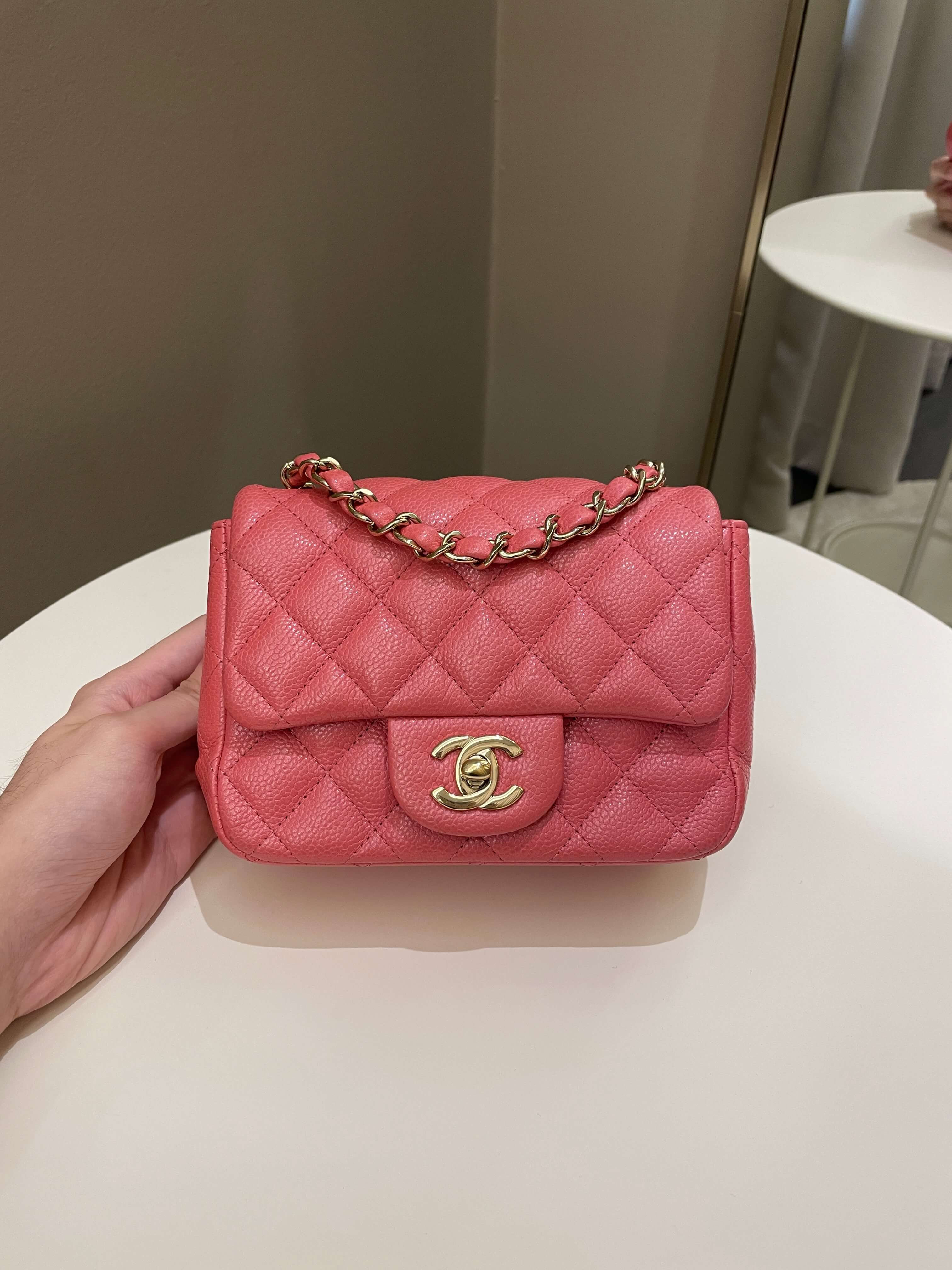 Chanel 18S Classic Quilted Mini Square Pearly Pink Caviar – ＬＯＶＥＬＯＴＳＬＵＸＵＲＹ