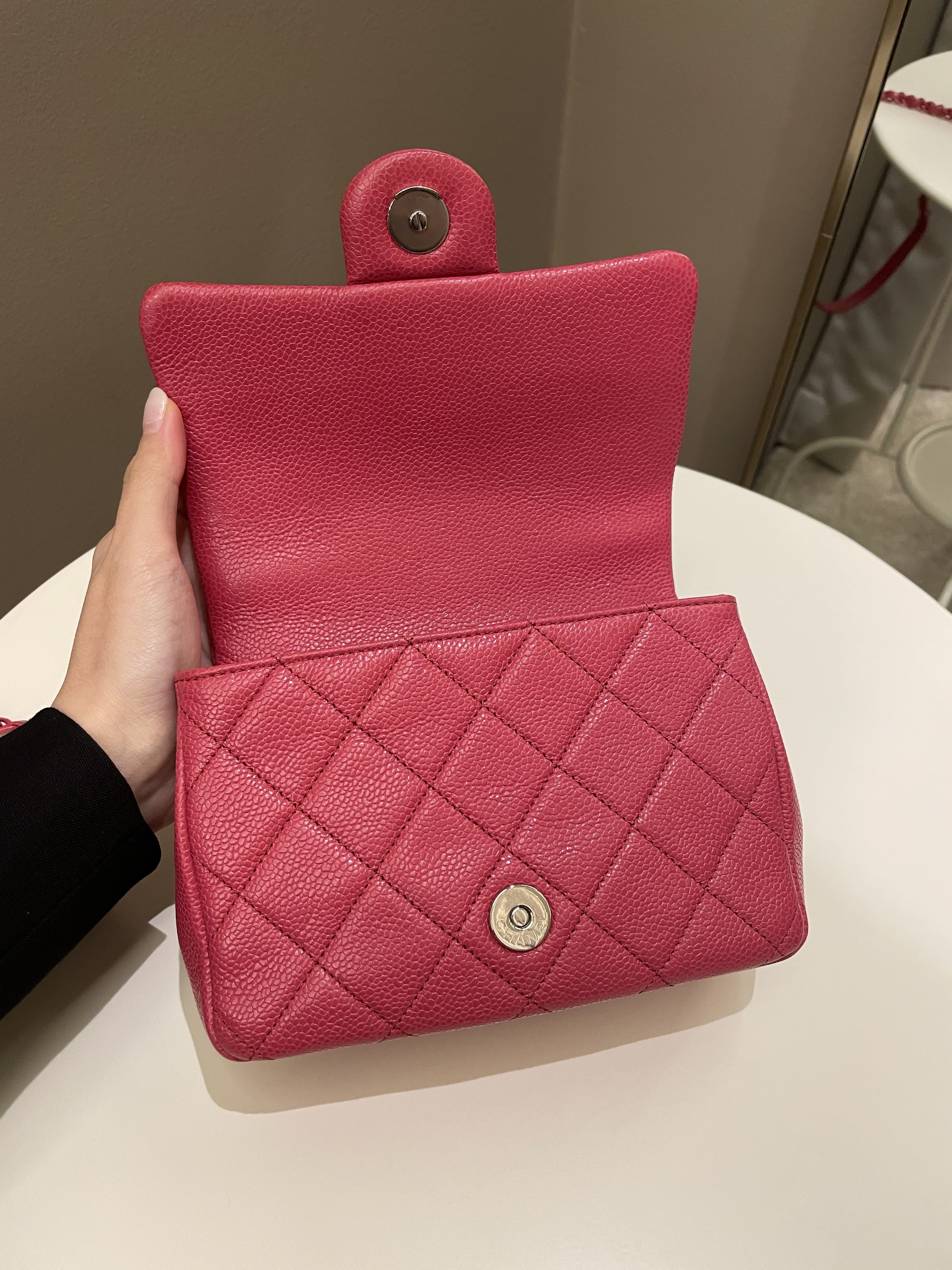 Pink Caviar Quilted Incognito Square Flap Bag