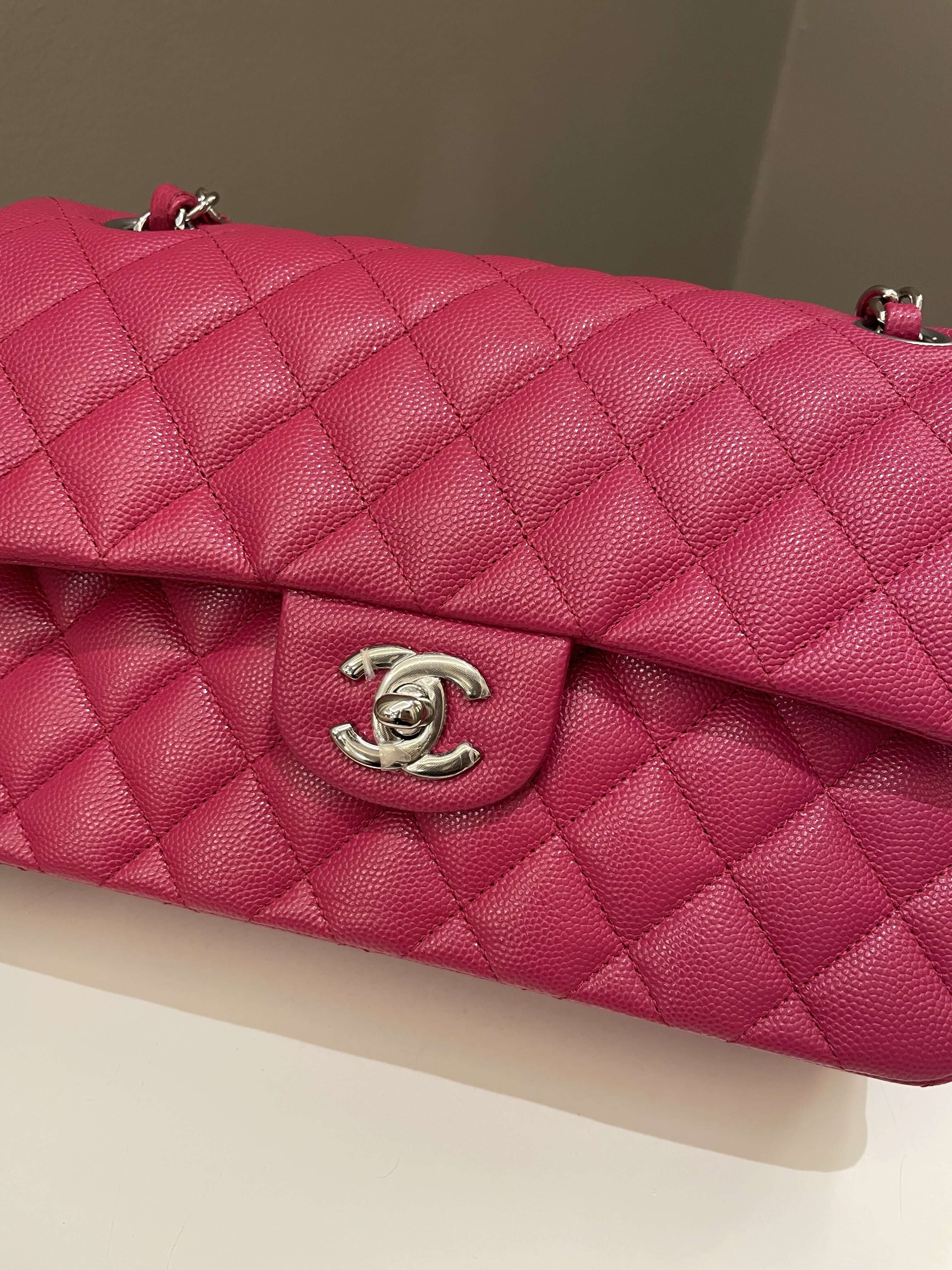 Chanel Classic Quilted Small Double Flap Rose Fuschia Caviar