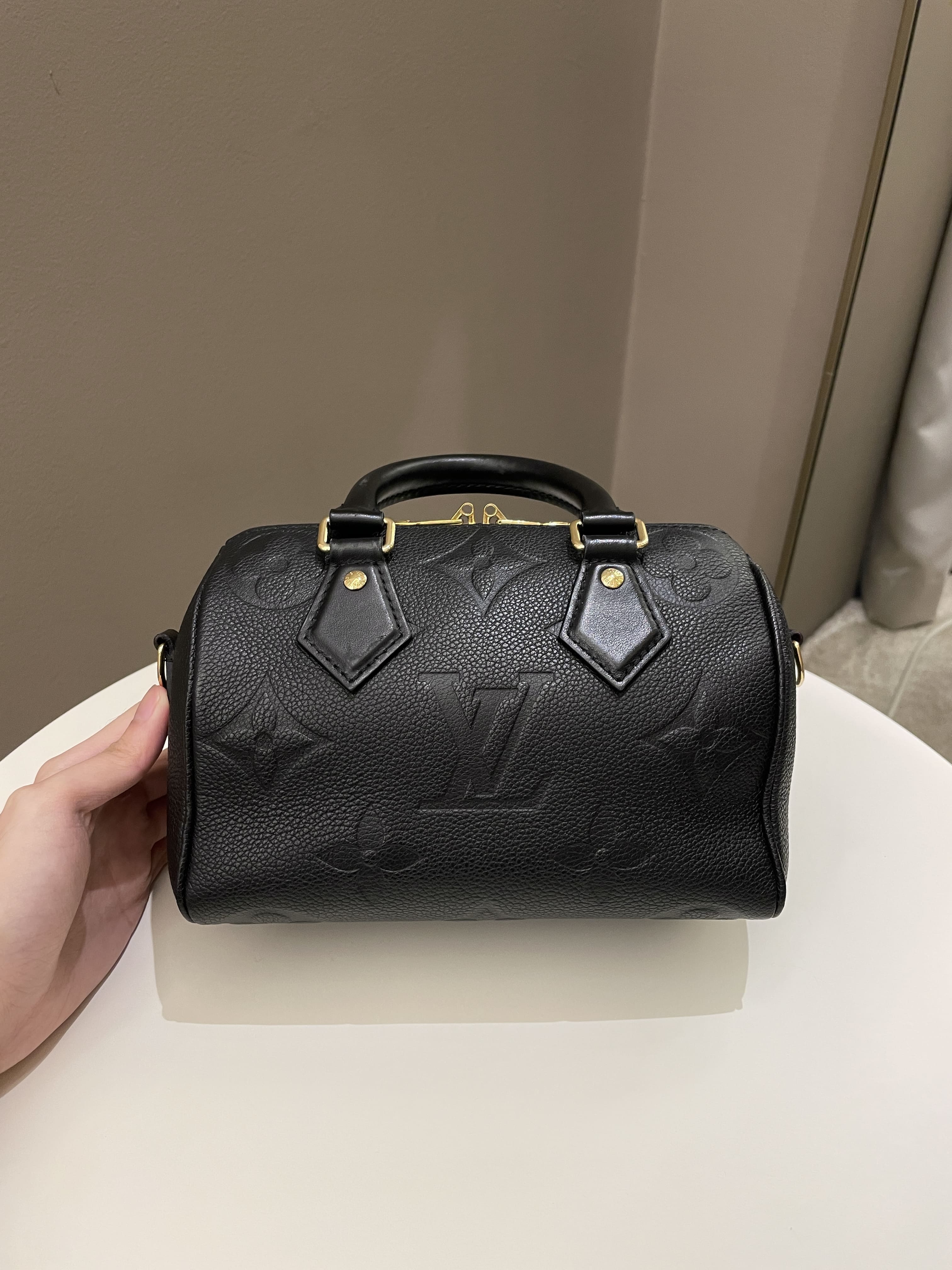 Louis Vuitton Empreinte Leather Noir Speedy 20 Bandouliere